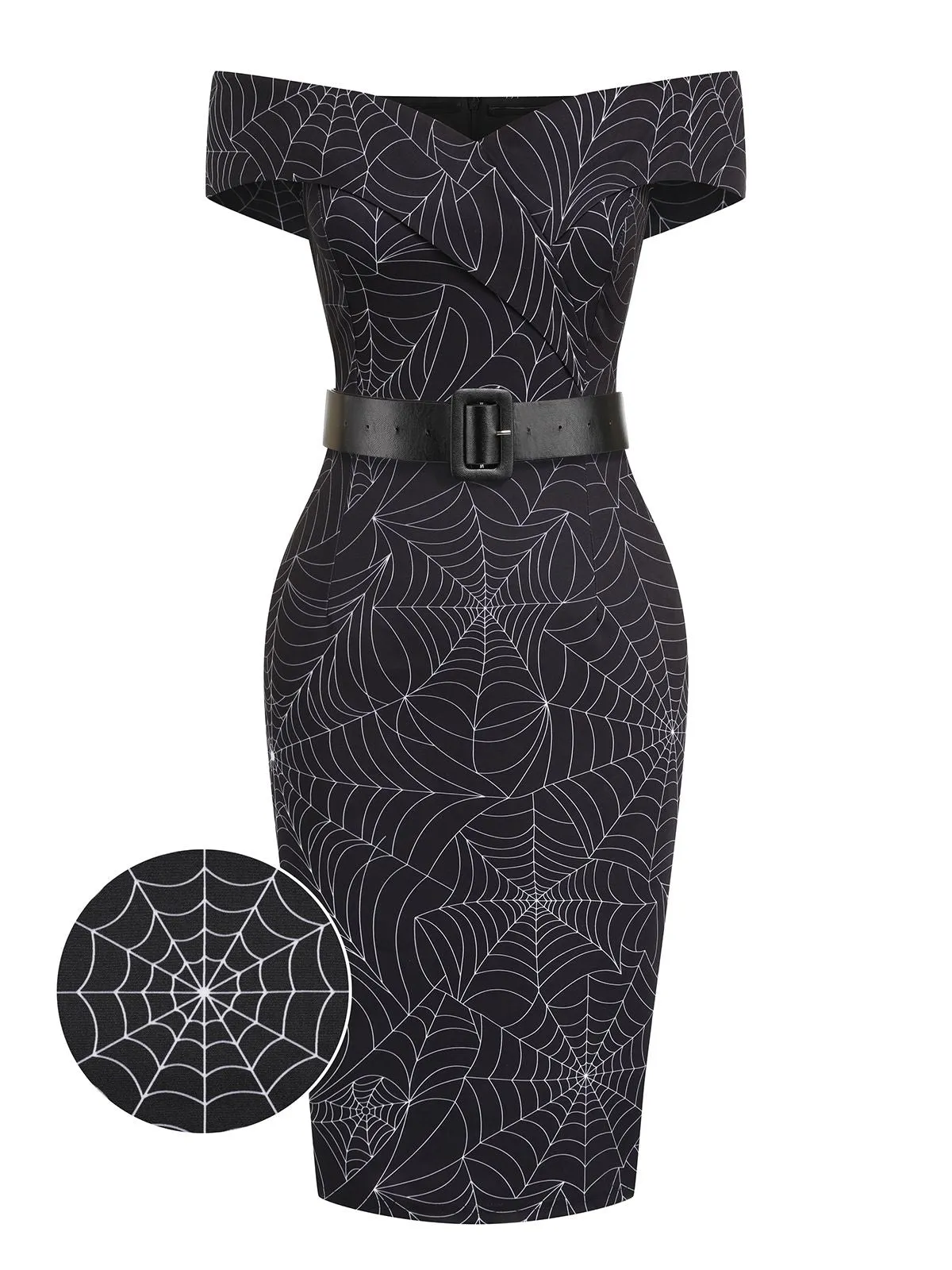 Black 1960s Off-shoulder Spider Web Dress sold by Retro Stage product image thumbnail 2