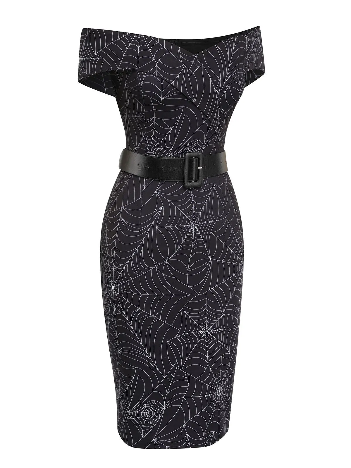 Black 1960s Off-shoulder Spider Web Dress sold by Retro Stage product image thumbnail 5