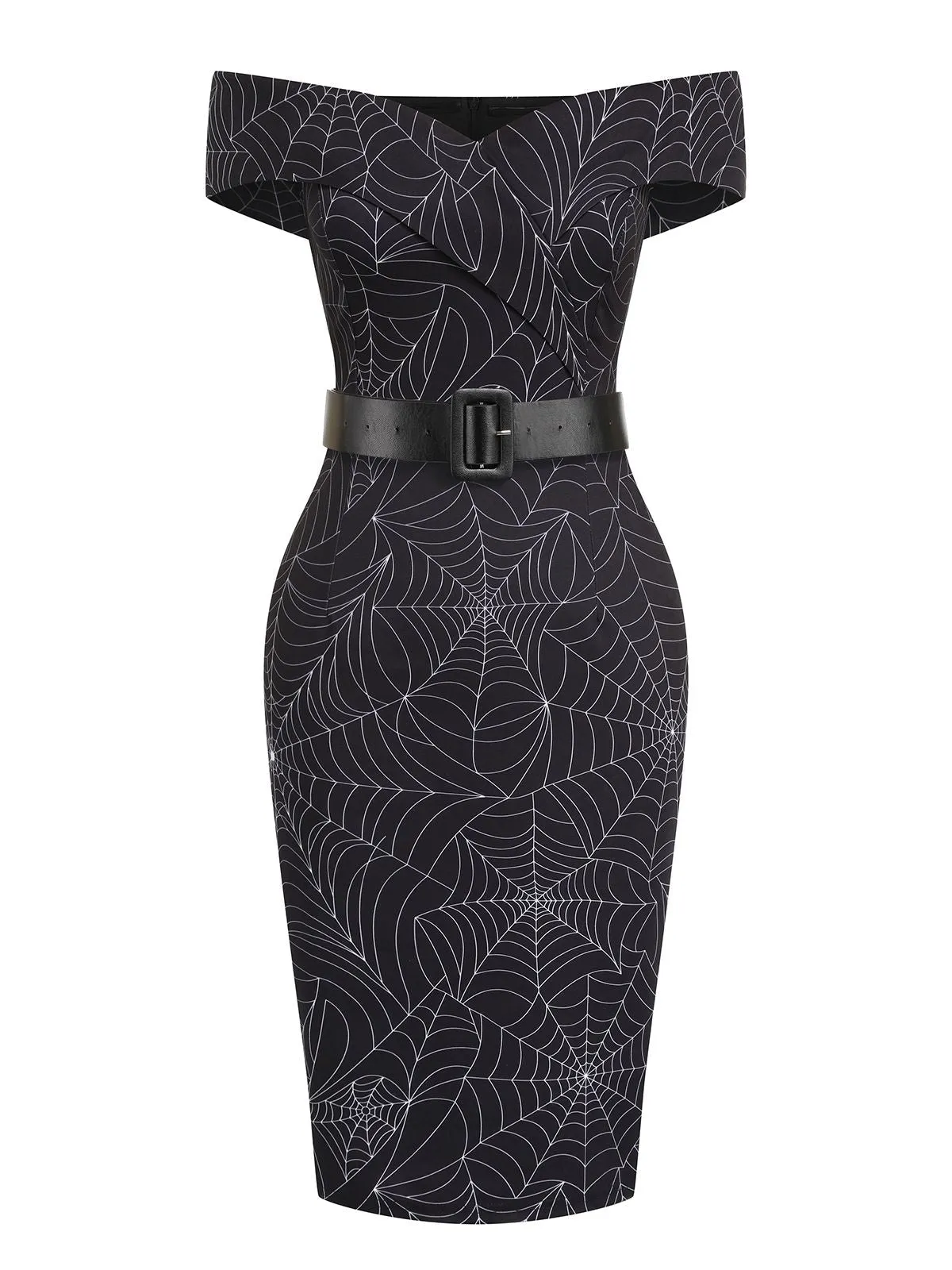 Black 1960s Off-shoulder Spider Web Dress sold by Retro Stage product image thumbnail 3