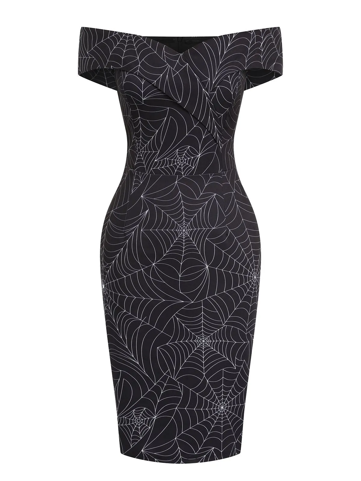 Black 1960s Off-shoulder Spider Web Dress sold by Retro Stage product image thumbnail 4