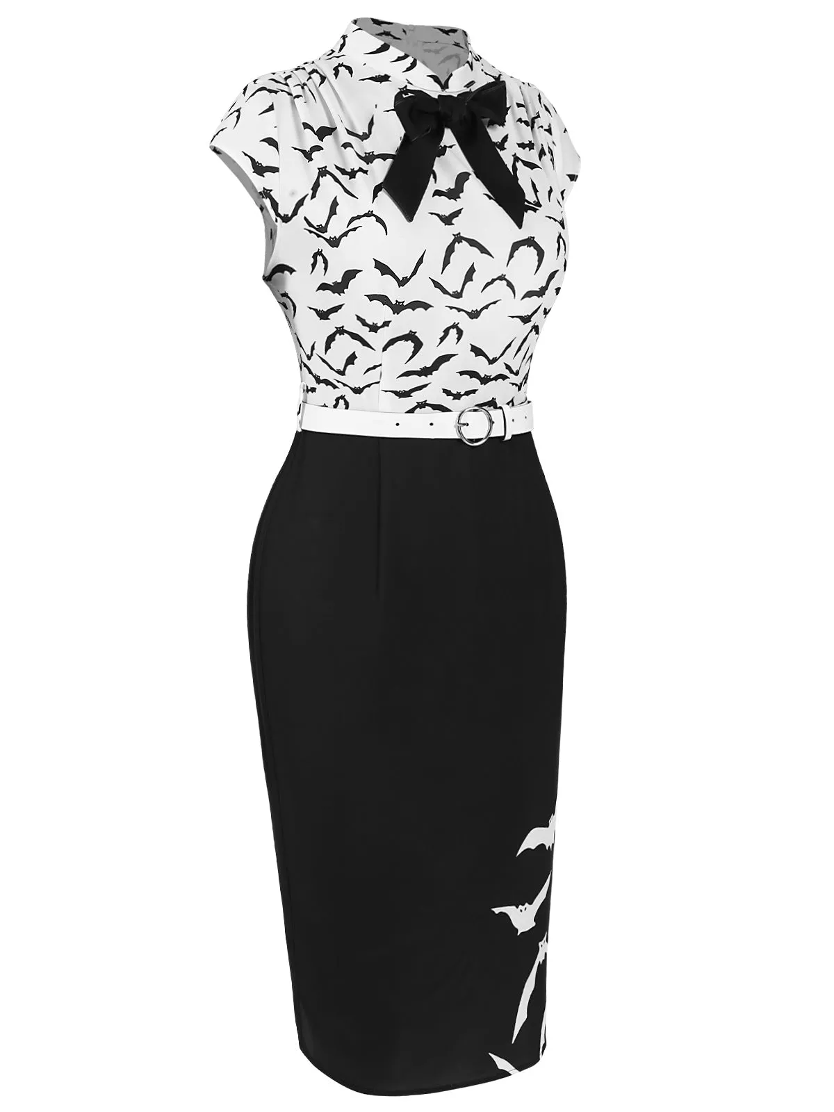 Black 1960s Bats Bow Lapel Pencil Dress sold by Retro Stage product image thumbnail 4