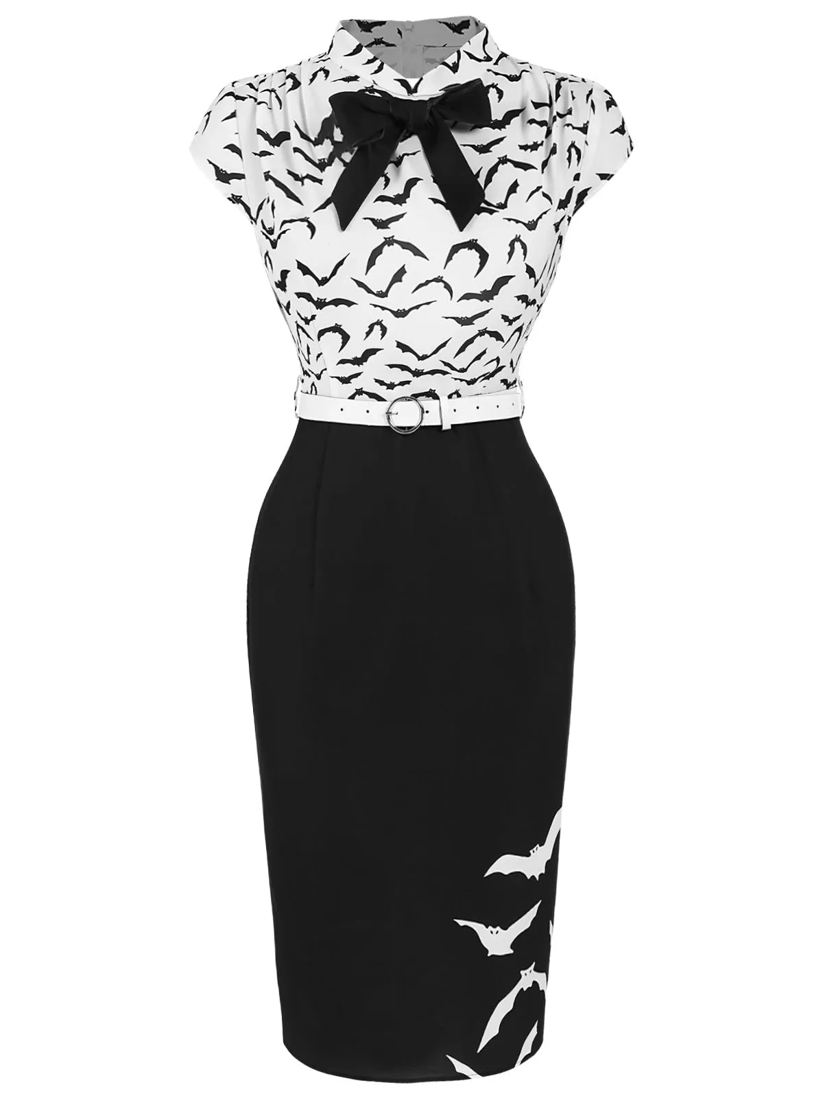 Black 1960s Bats Bow Lapel Pencil Dress sold by Retro Stage product image thumbnail 3