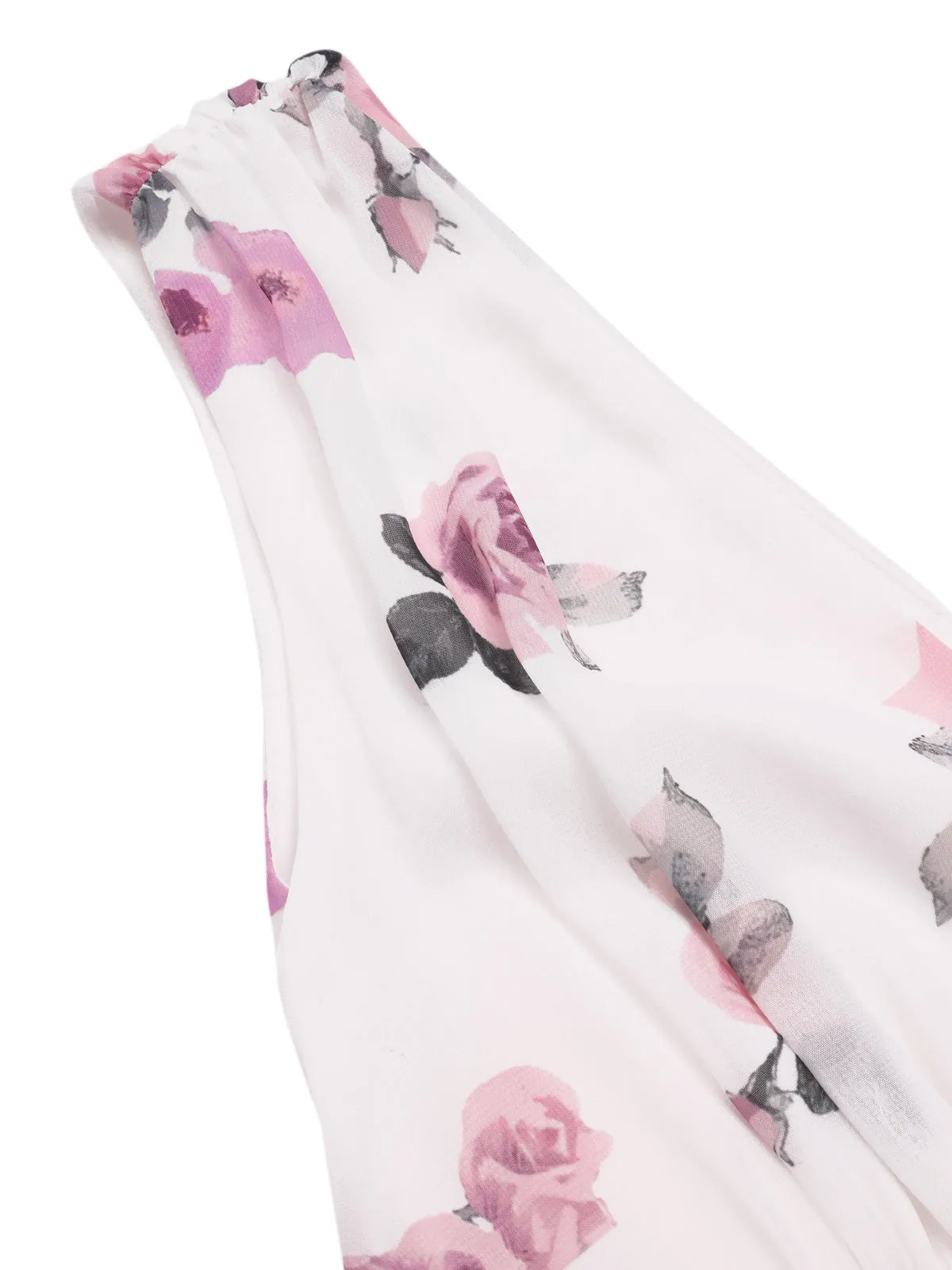 Pink 1940s Deep V-Neck Chiffon Rose Dress sold by Retro Stage product image thumbnail 5