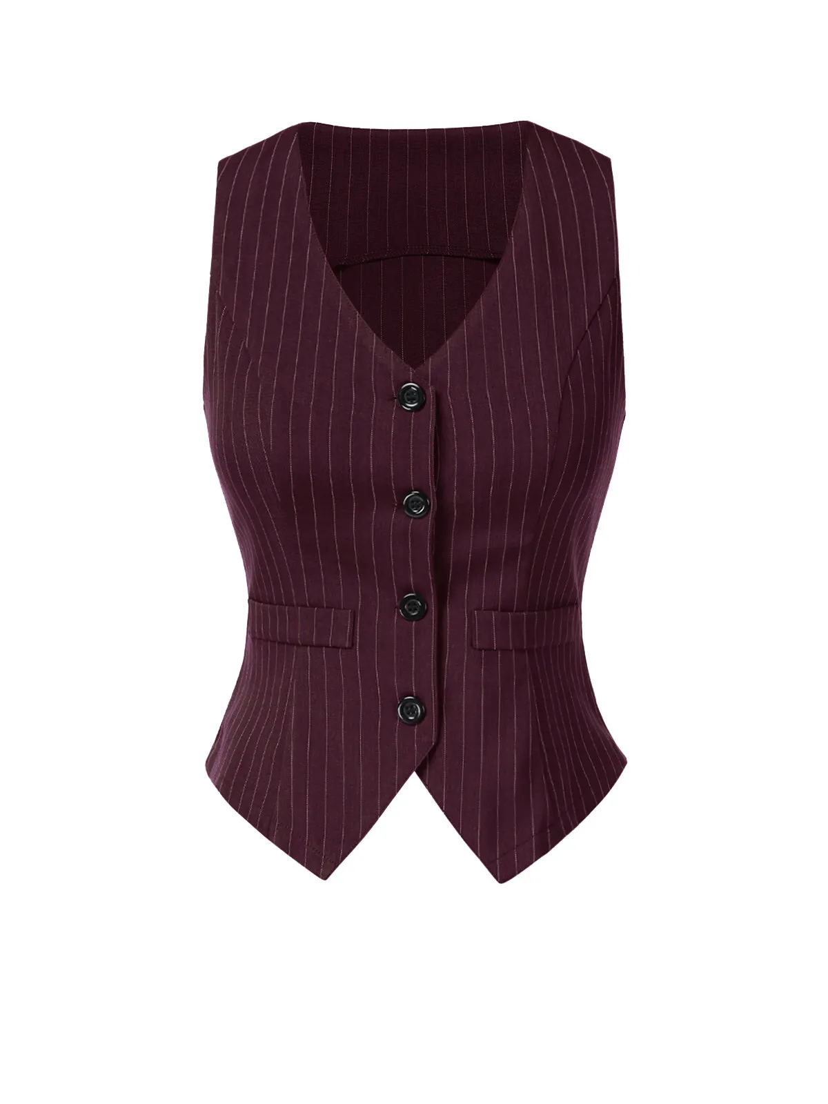 2PCS Wine Red 1960s Pinstripes Top & Pleated Skirt sold by Retro Stage product image thumbnail 5