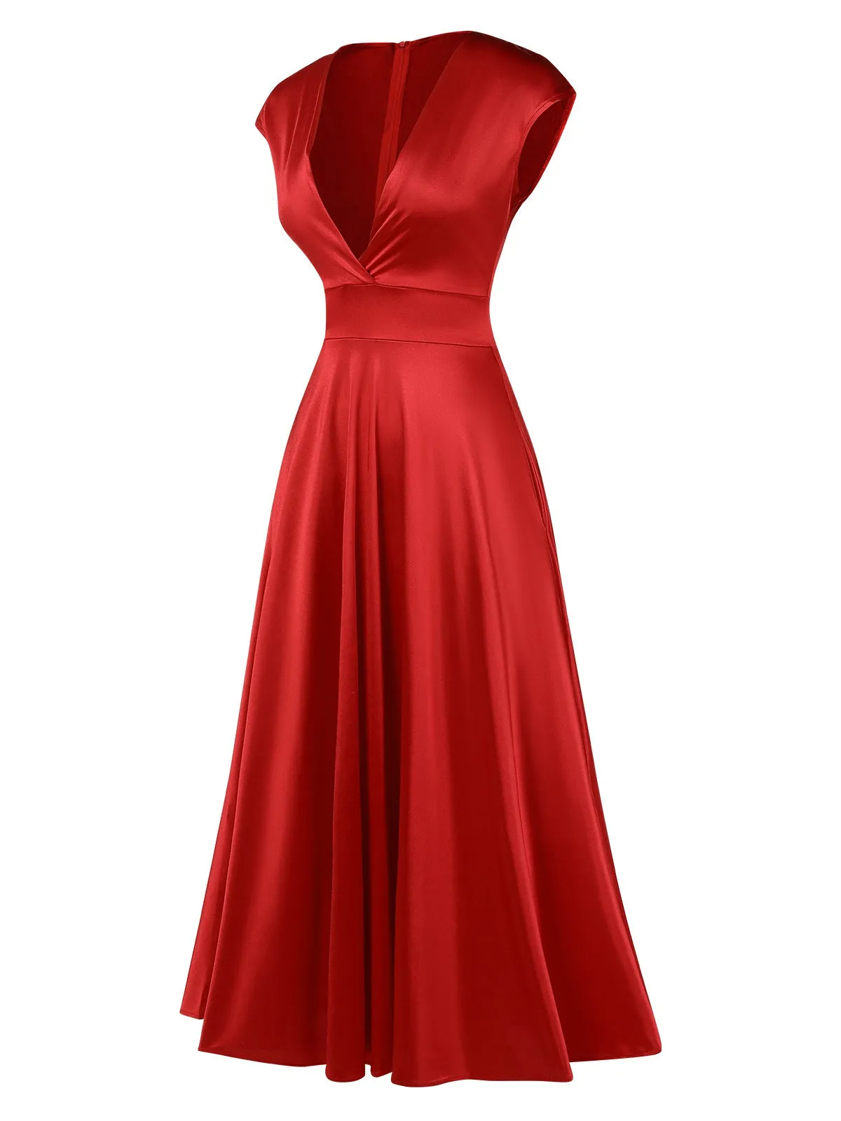 1930s Solid Deep V-Neck Satin Dress sold by Retro Stage product image thumbnail 3
