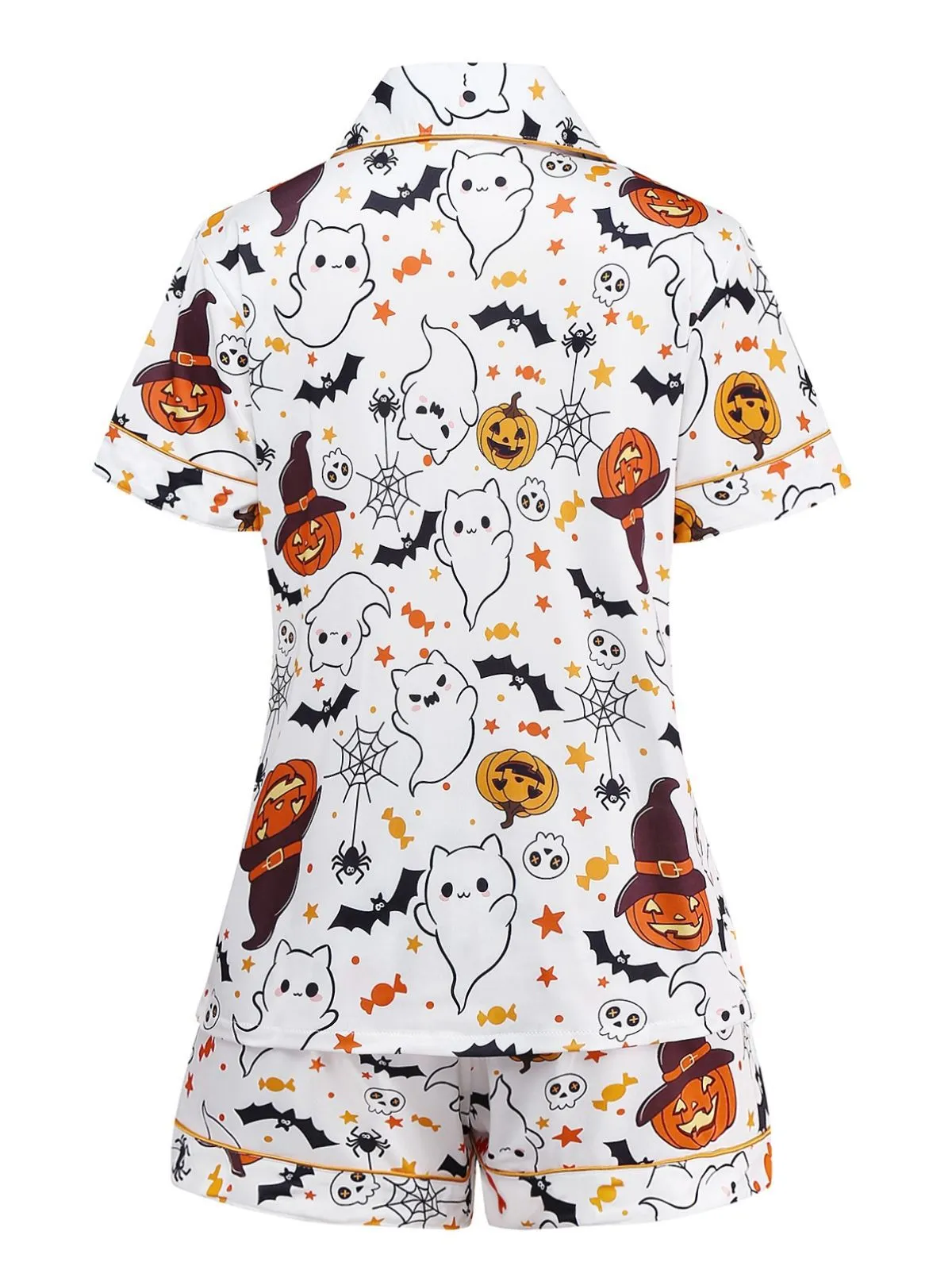 White 1950s Halloween Print Notched Collar Pajama Set sold by Retro Stage product image thumbnail 2