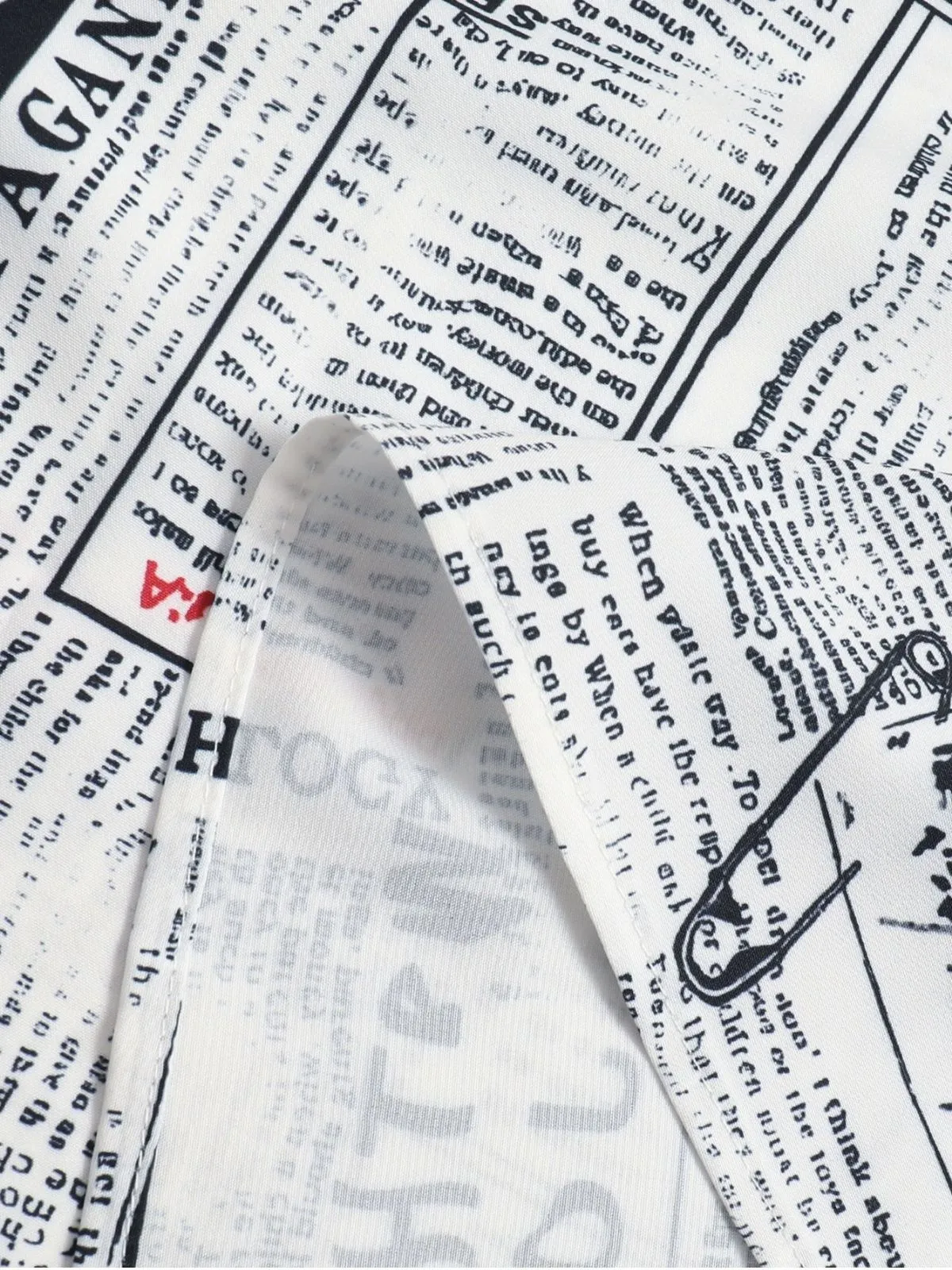 Multicolor 1970s Newspaper Print Tiered Midi Skirt sold by Retro Stage product image thumbnail 4