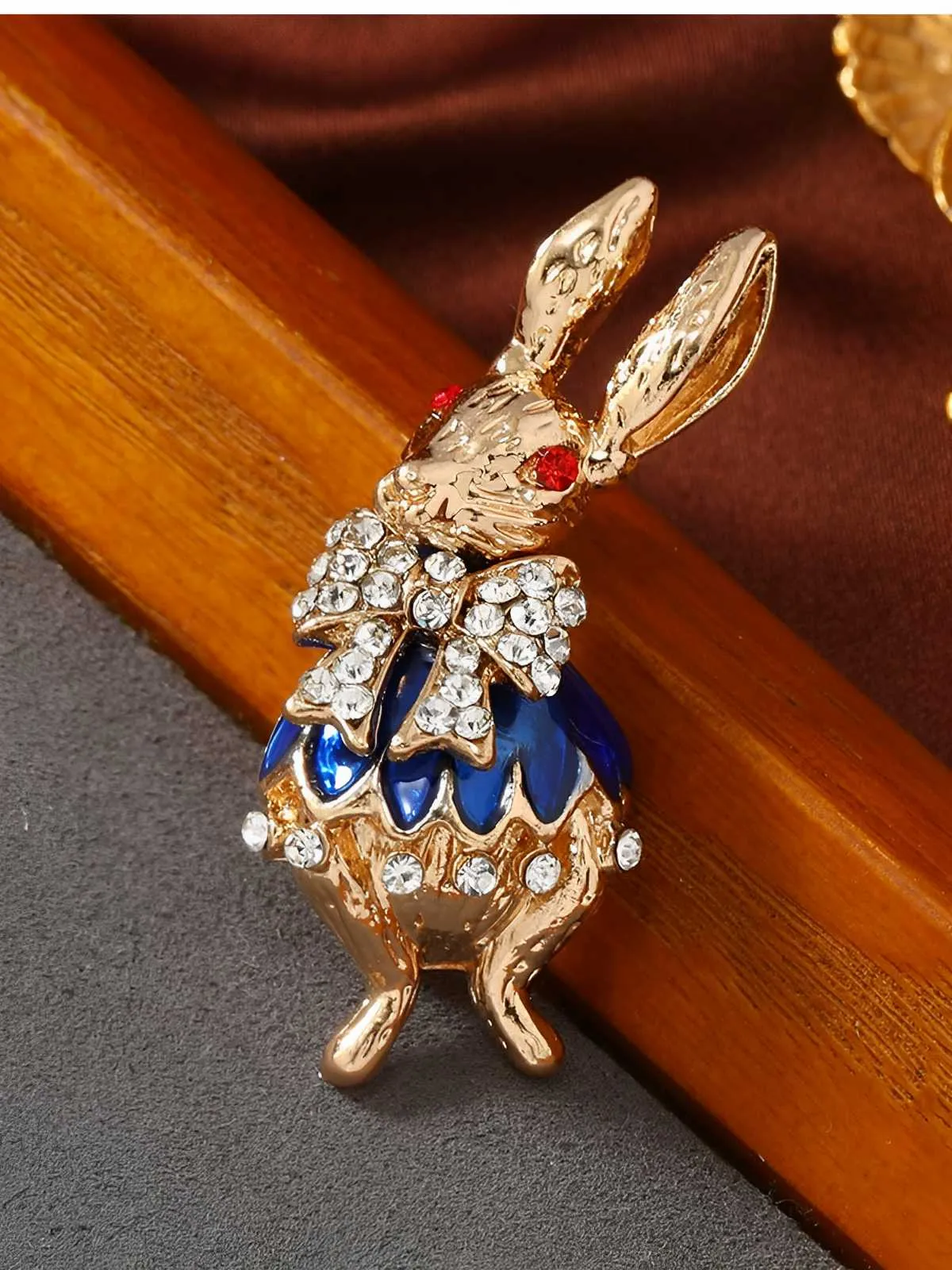 Gold-Tone Crystal Rabbit Brooch sold by Retro Stage