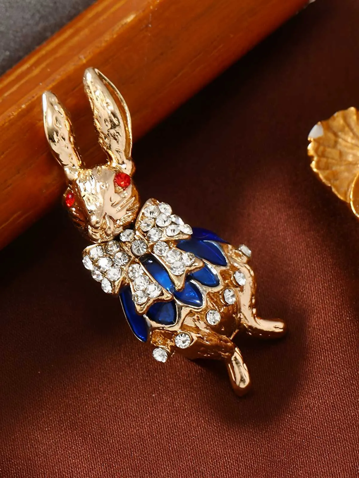 Gold-Tone Crystal Rabbit Brooch sold by Retro Stage product image thumbnail 2