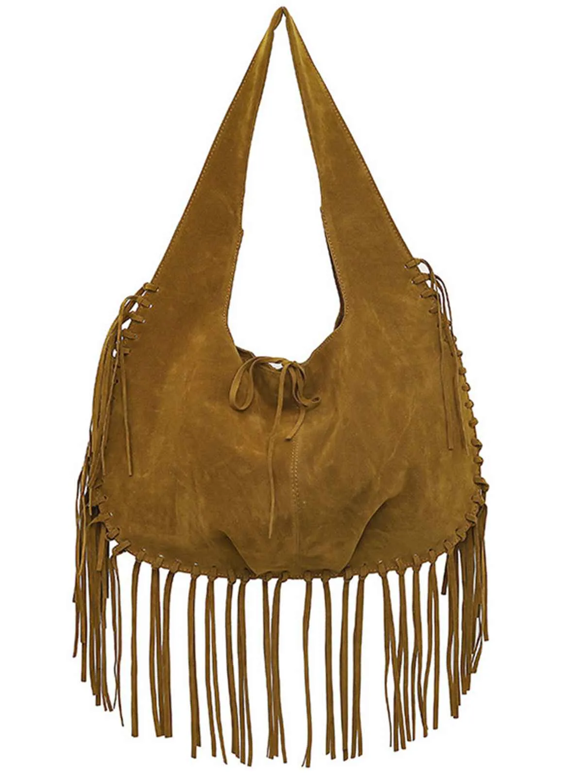 Boho Fringe Suede Hobo Shoulder Bag sold by Retro Stage product image thumbnail 3