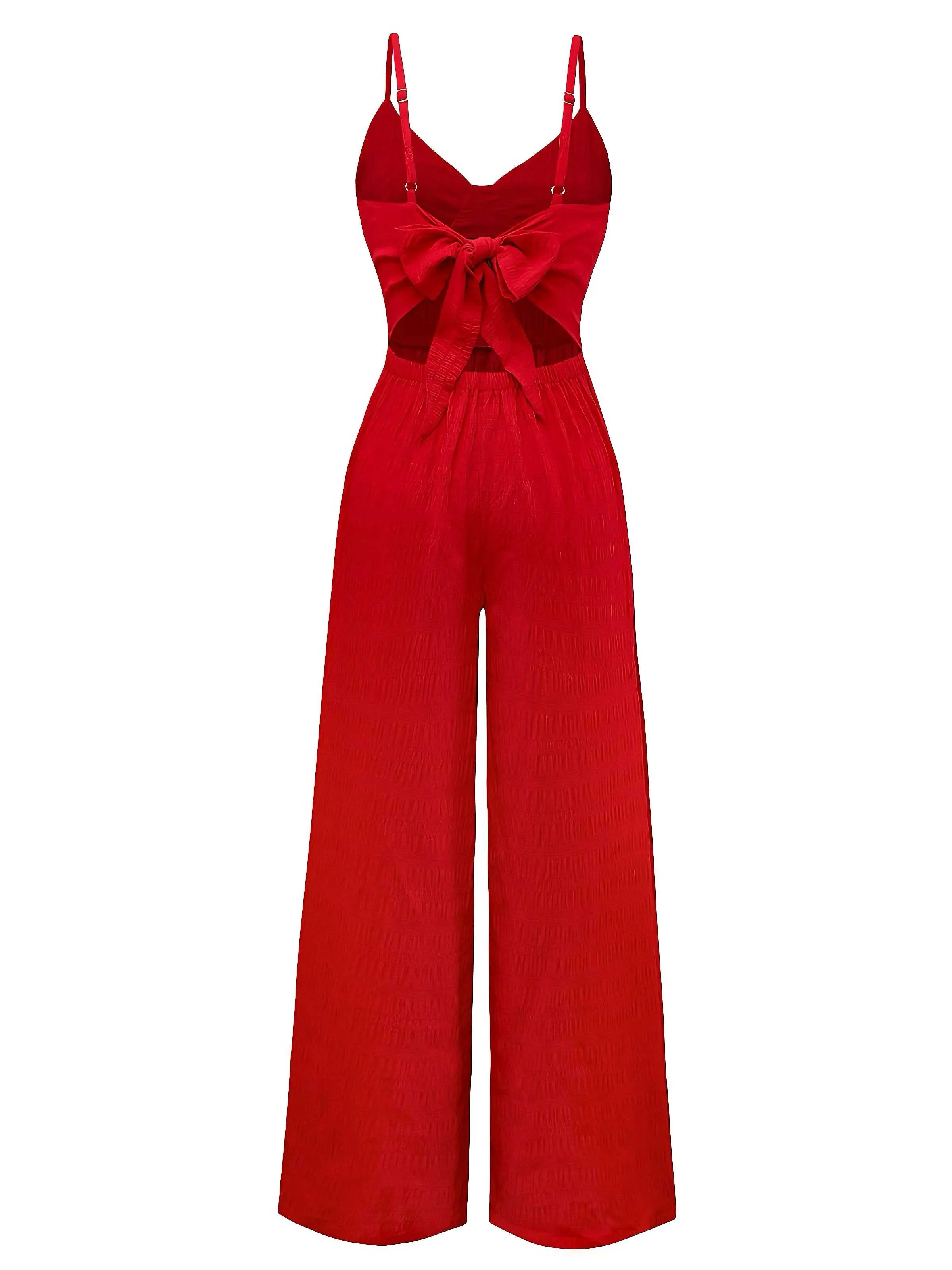 1970s Spaghetti Strap Textured Solid Jumpsuit sold by Retro Stage product image thumbnail 2