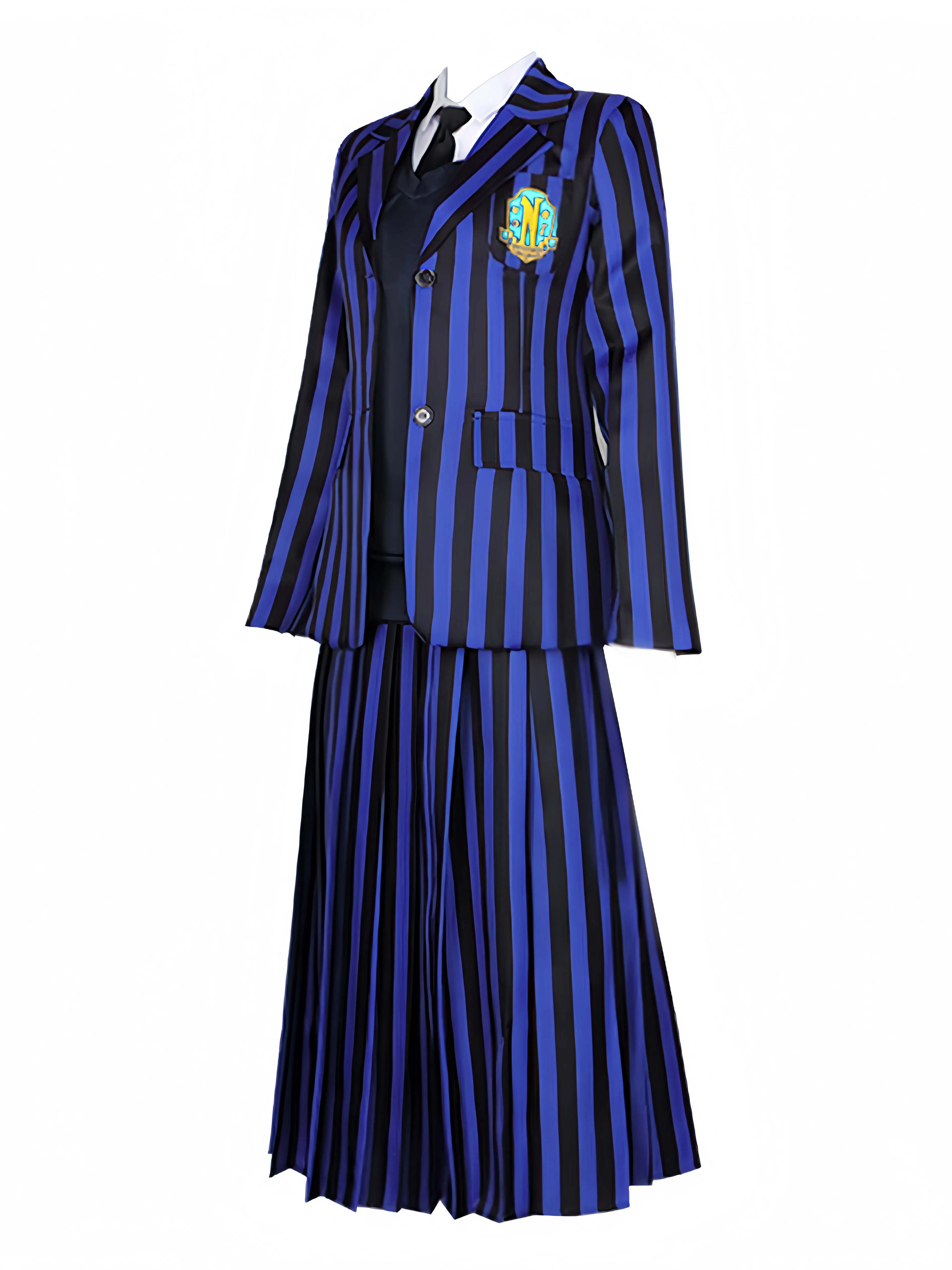 Blue 1940s Striped Wednesday Addams Uniform Set sold by Retro Stage product image thumbnail 2