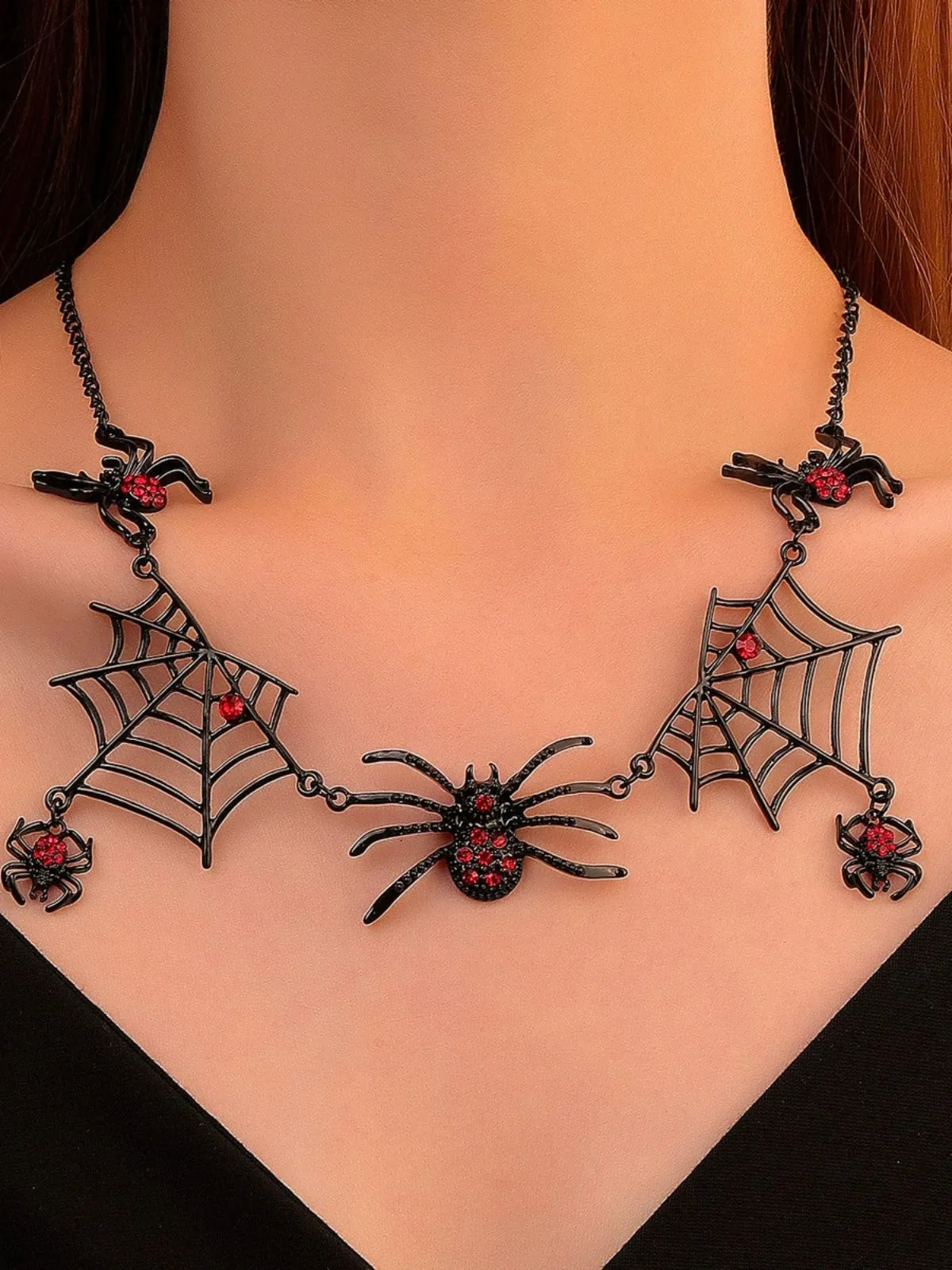 Vintage Gothic Spider & Web Alloy Necklace sold by Retro Stage product image thumbnail 5