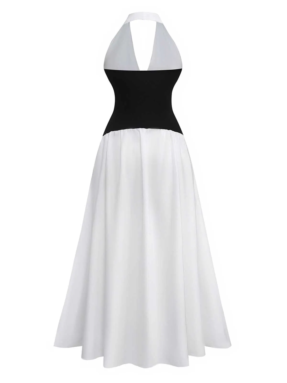 1970s Halter Deep V-Neck Colorblock Maxi Dress sold by Retro Stage product image thumbnail 2