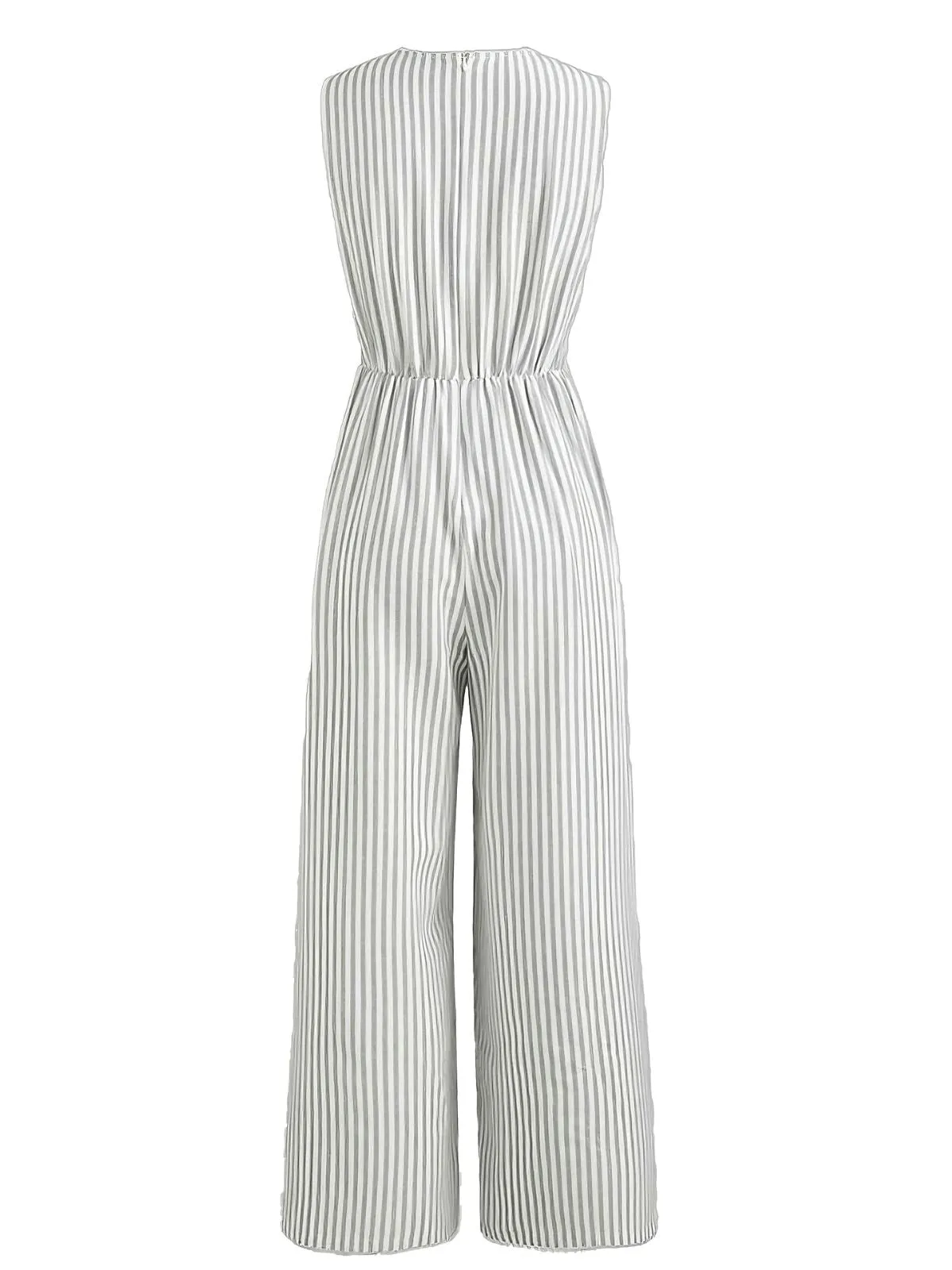 1940s V-Neck Striped Tie-Waist Sleeveless Jumpsuit sold by Retro Stage product image thumbnail 4