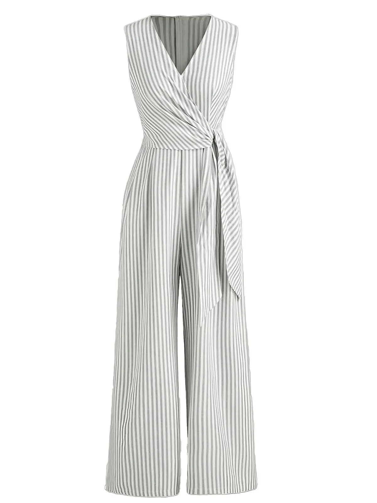 1940s V-Neck Striped Tie-Waist Sleeveless Jumpsuit sold by Retro Stage product image thumbnail 3