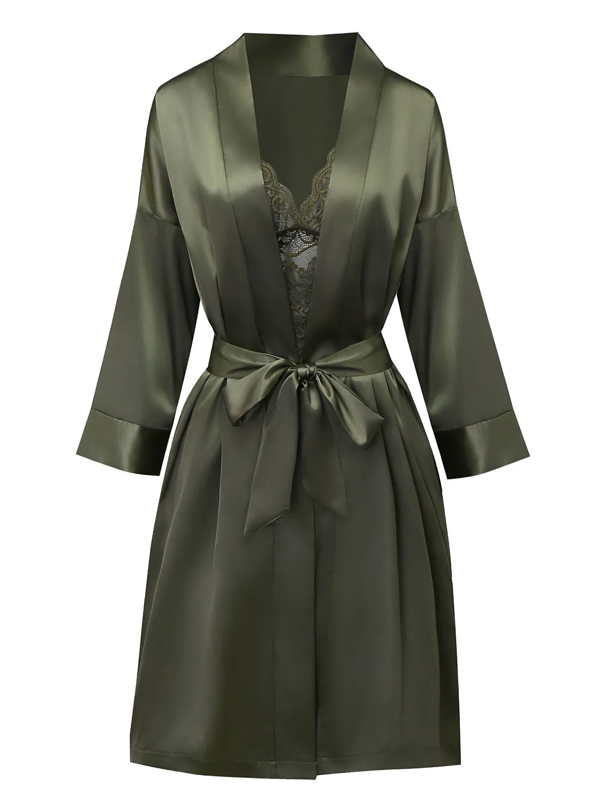 Green 1950s Solid Lace & Satin Pajama Set sold by Retro Stage product image thumbnail 2