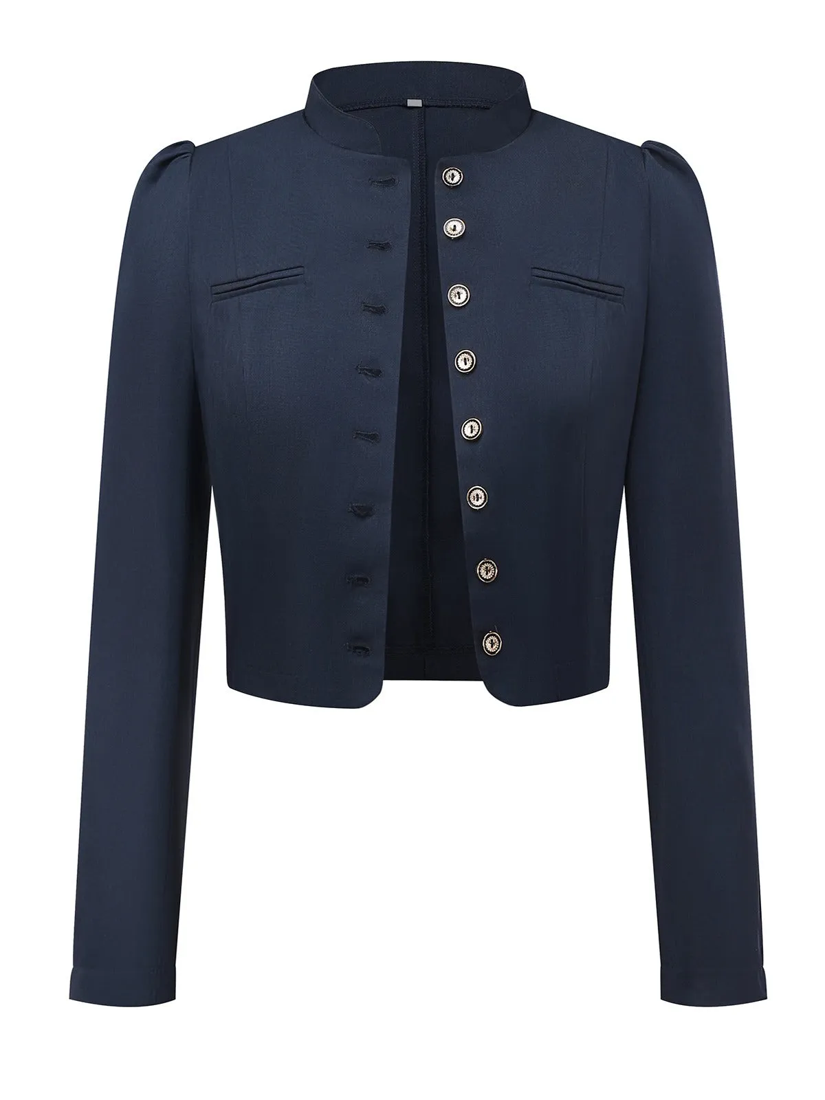 Black 1950s Stand Collar Long Sleeve Jacket sold by Retro Stage