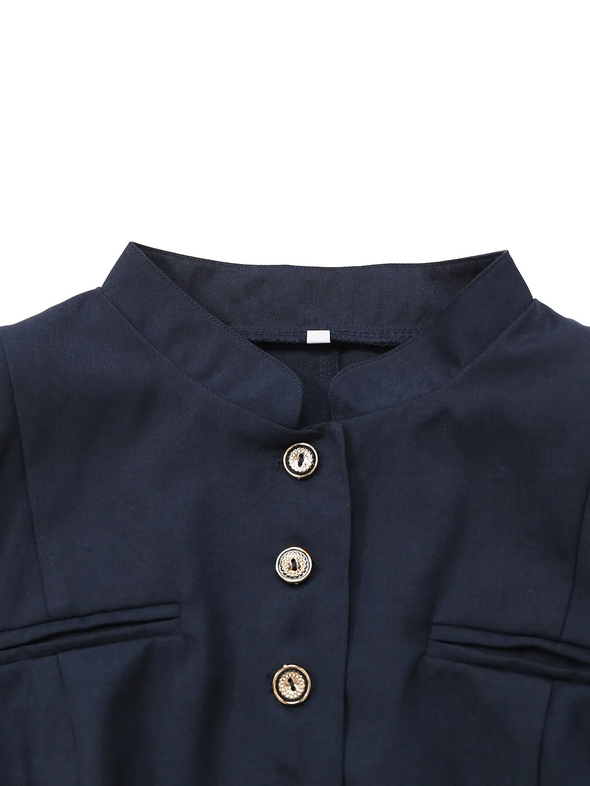 Black 1950s Stand Collar Long Sleeve Jacket sold by Retro Stage product image thumbnail 3