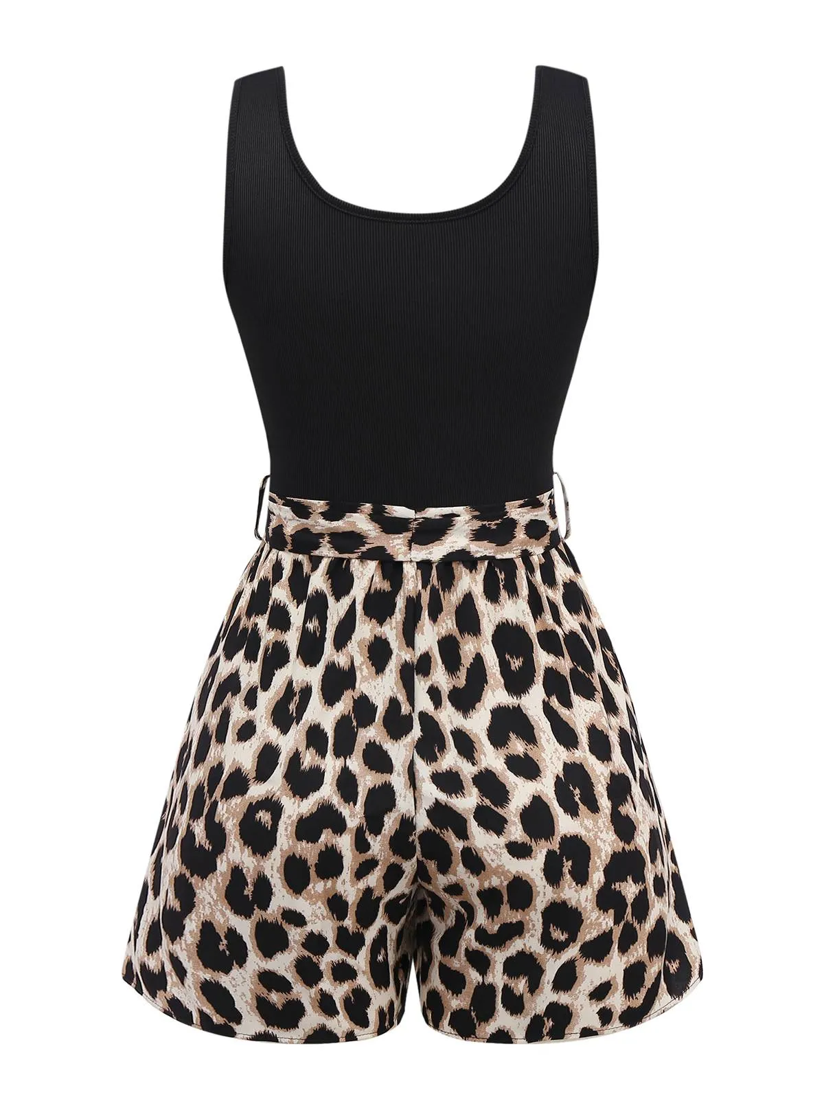 Black 1950s Leopard Square Neck Romper sold by Retro Stage product image thumbnail 2