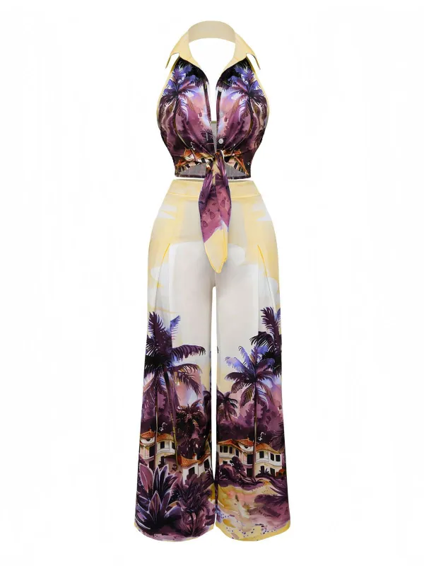 2PCS 1950s Tropical Style Halter Top & Pants sold by Retro Stage