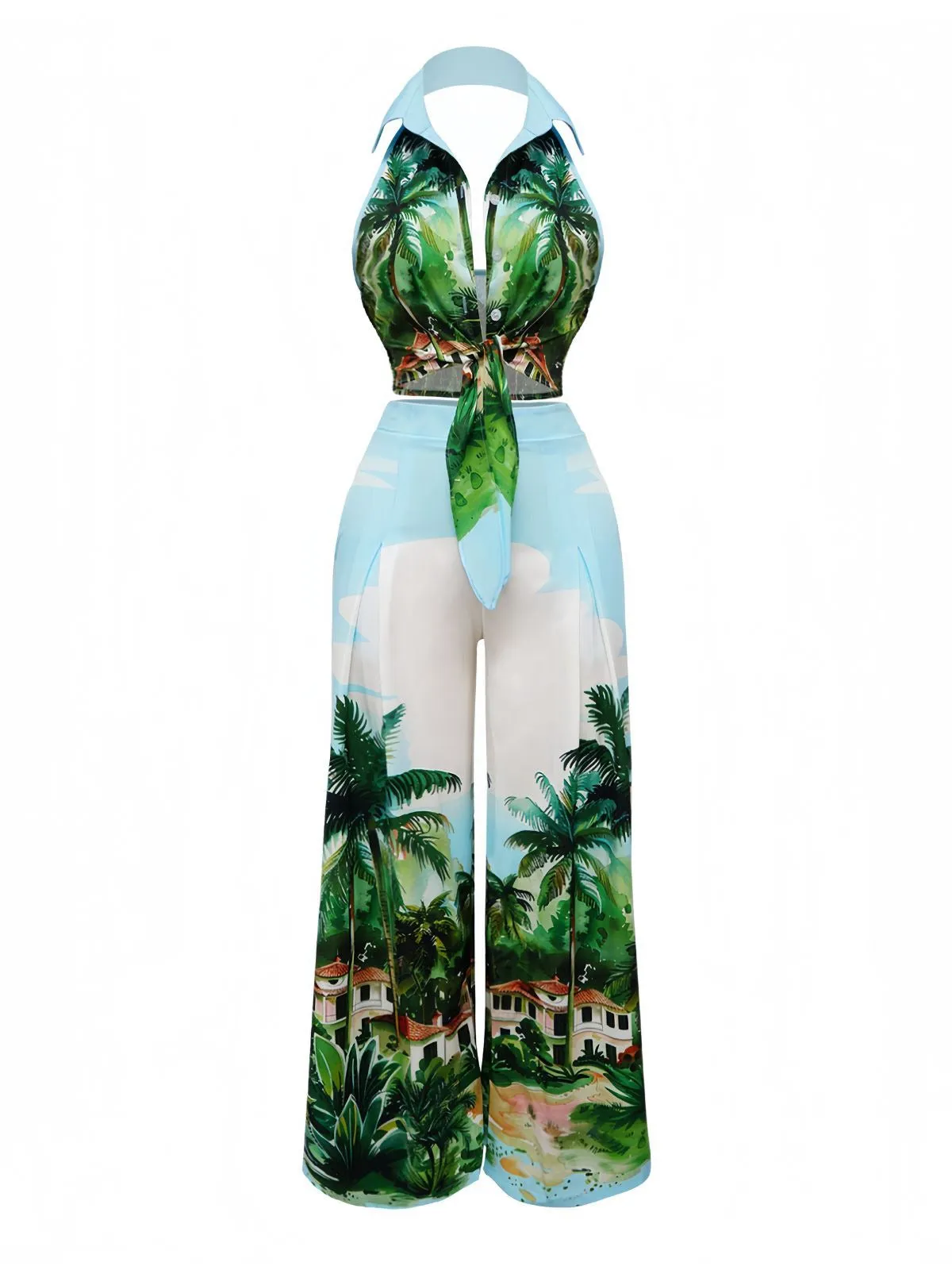 2PCS 1950s Tropical Style Halter Top & Pants sold by Retro Stage product image thumbnail 4