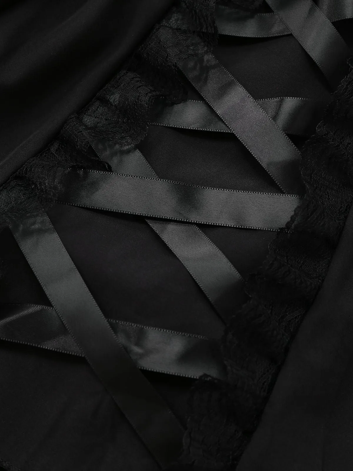 Black 1950s Solid Gothic Lace-Up Dress sold by Retro Stage product image thumbnail 4