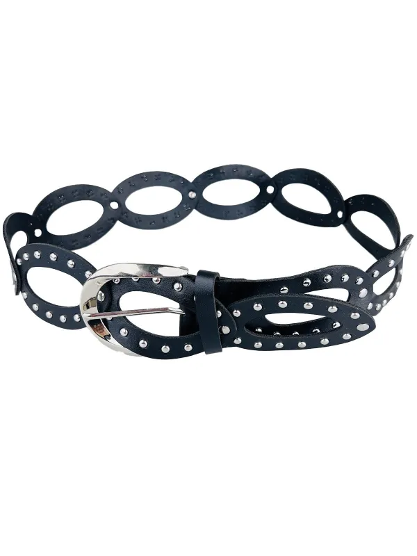 Vintage Punk Hollow Ring Rivet Belt sold by Retro Stage