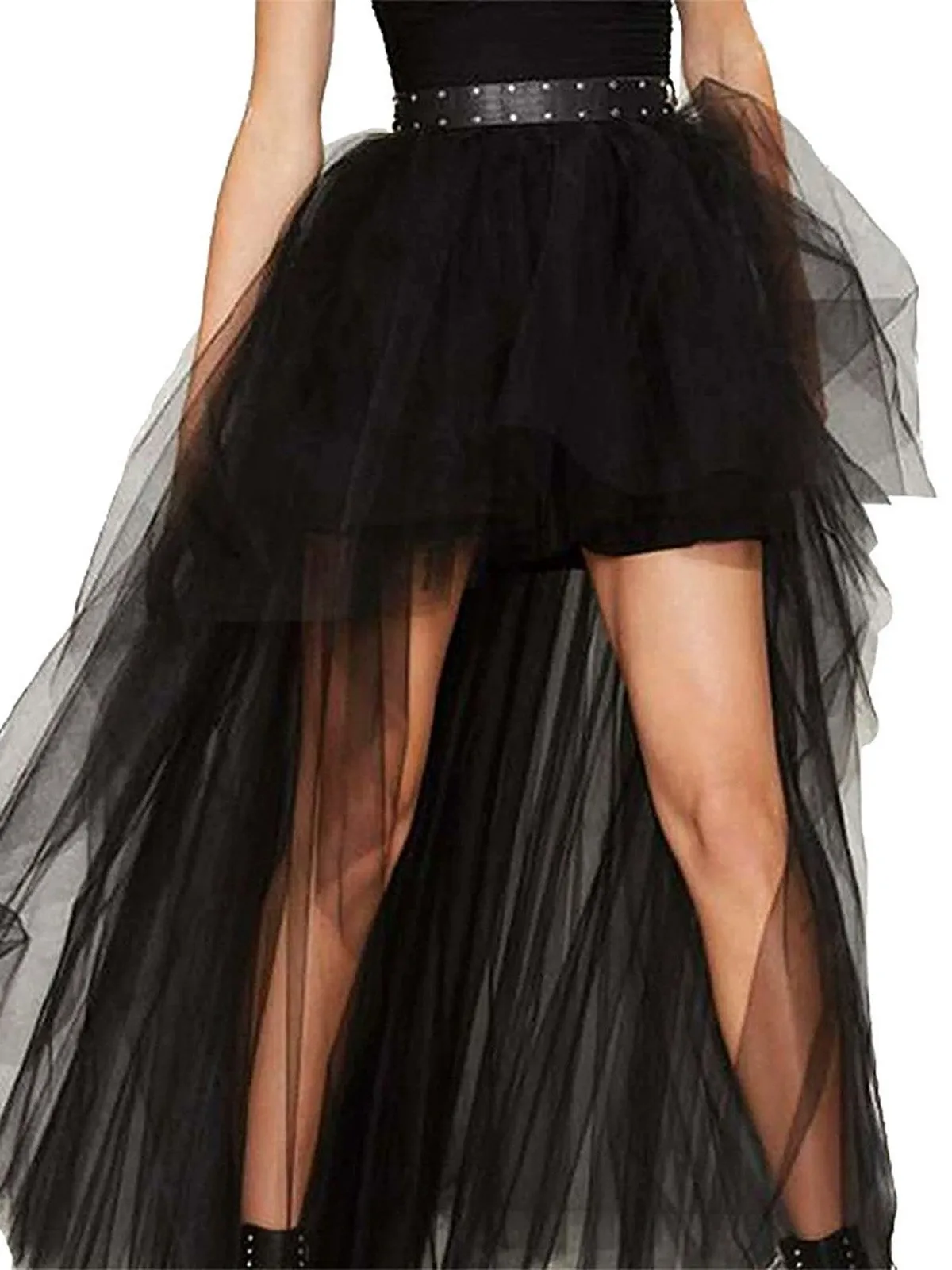 1960s Solid High-Low Hem Mesh Skirt sold by Retro Stage product image thumbnail 2