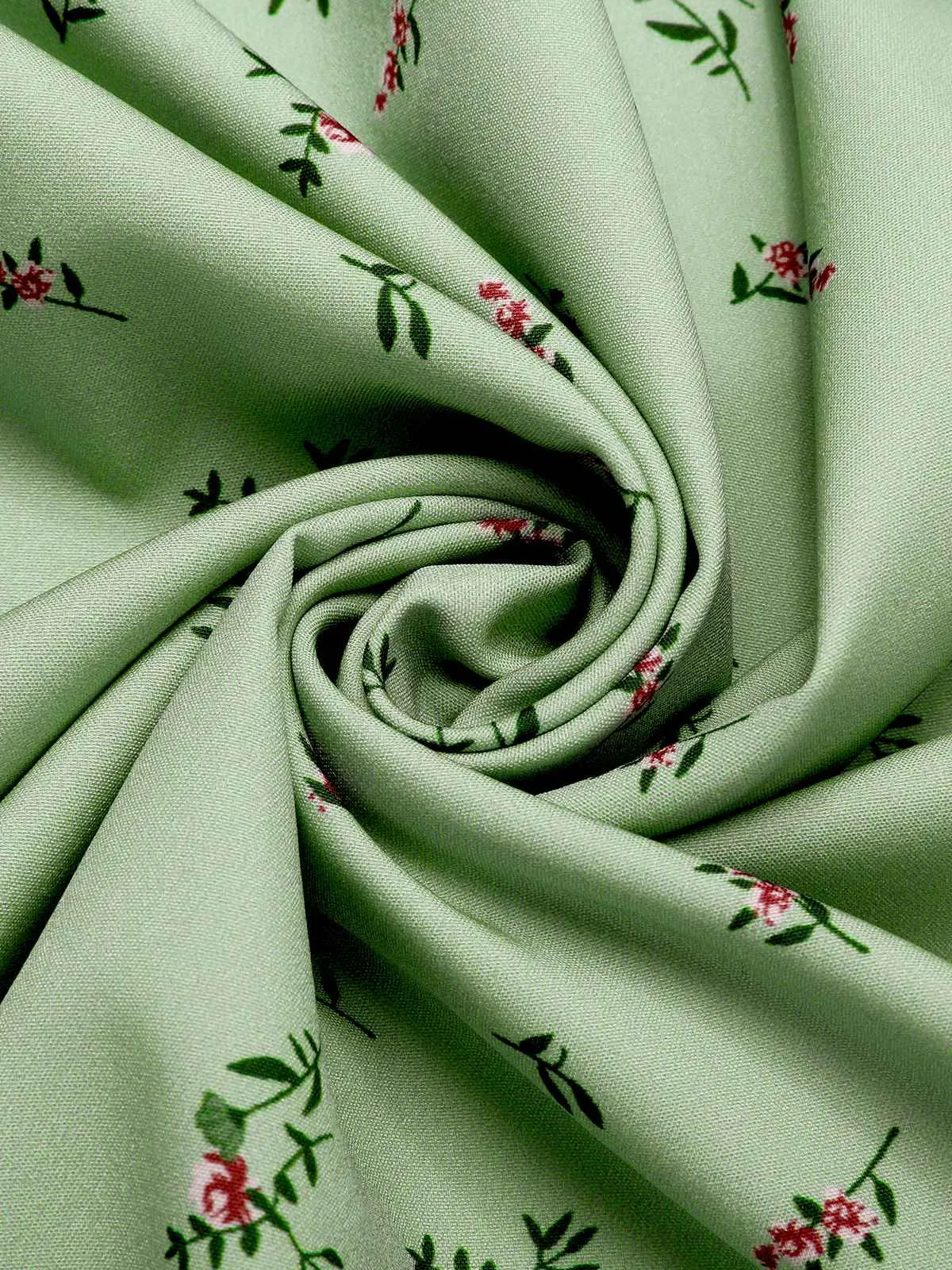 Green 1940s V-Neck Floral Lantern Sleeves Dress sold by Retro Stage product image thumbnail 5