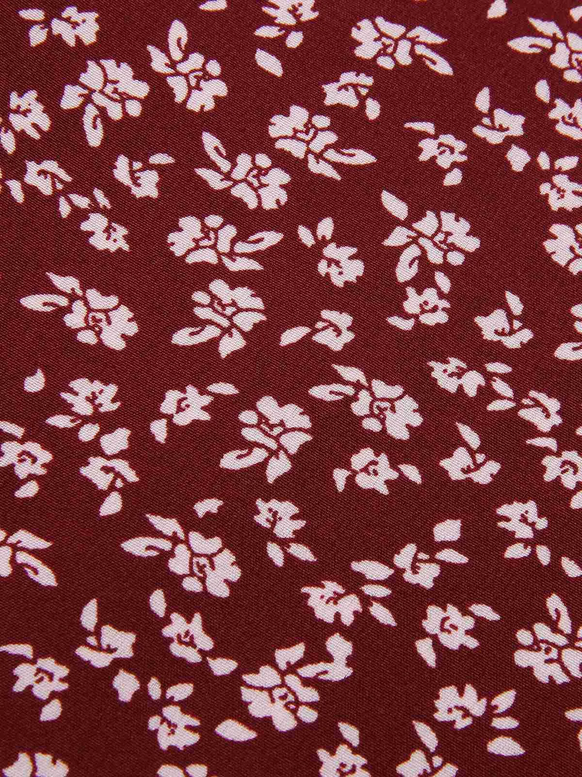 Wine Red 1940s V-Neck Ditsy Floral Dress sold by Retro Stage product image thumbnail 5