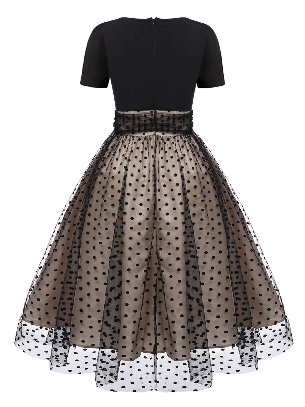Black 1950s Polka Dot Swing Dress sold by Retro Stage product image thumbnail 4