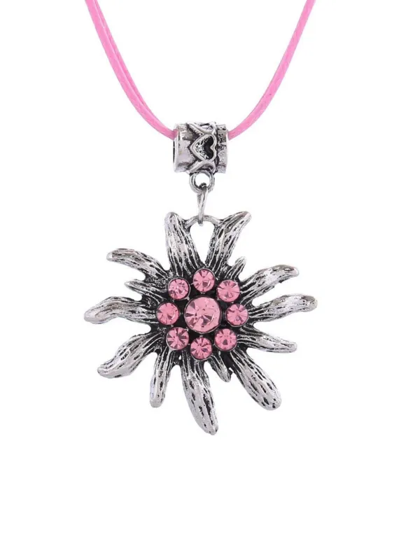 Vintage Rhinestone Edelweiss Dangle Necklace sold by Retro Stage