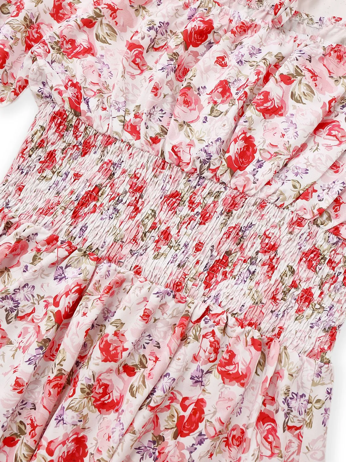PInk 1950s Floral Puff Sleeve Pleated Dress sold by Retro Stage product image thumbnail 4