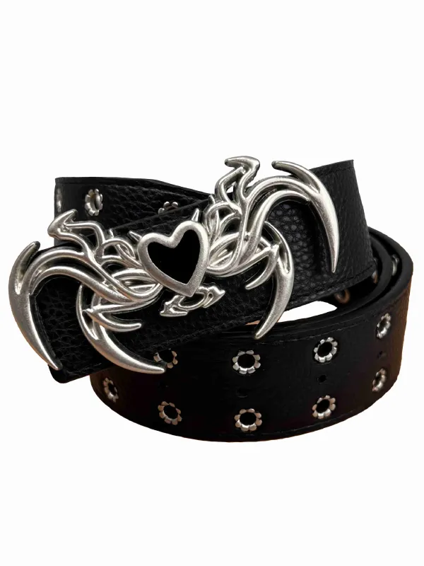 Vintage Heart Wings Grommet Buckle Punk Belt sold by Retro Stage