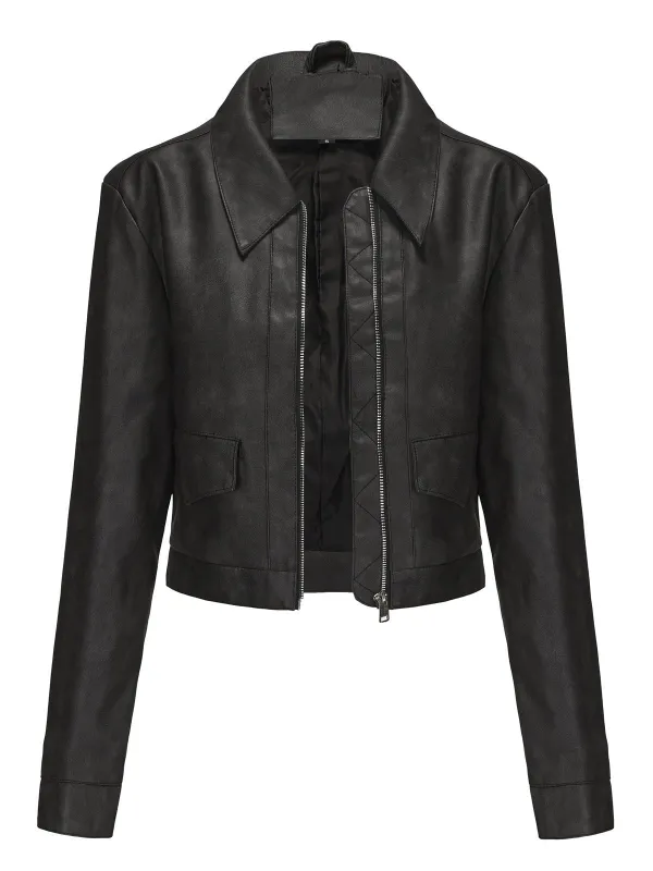 1950s Lapel Leather Long Sleeve Jacket sold by Retro Stage