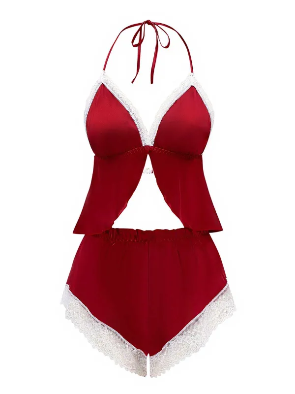 1950s Halter Lace Satin Pajama Set sold by Retro Stage