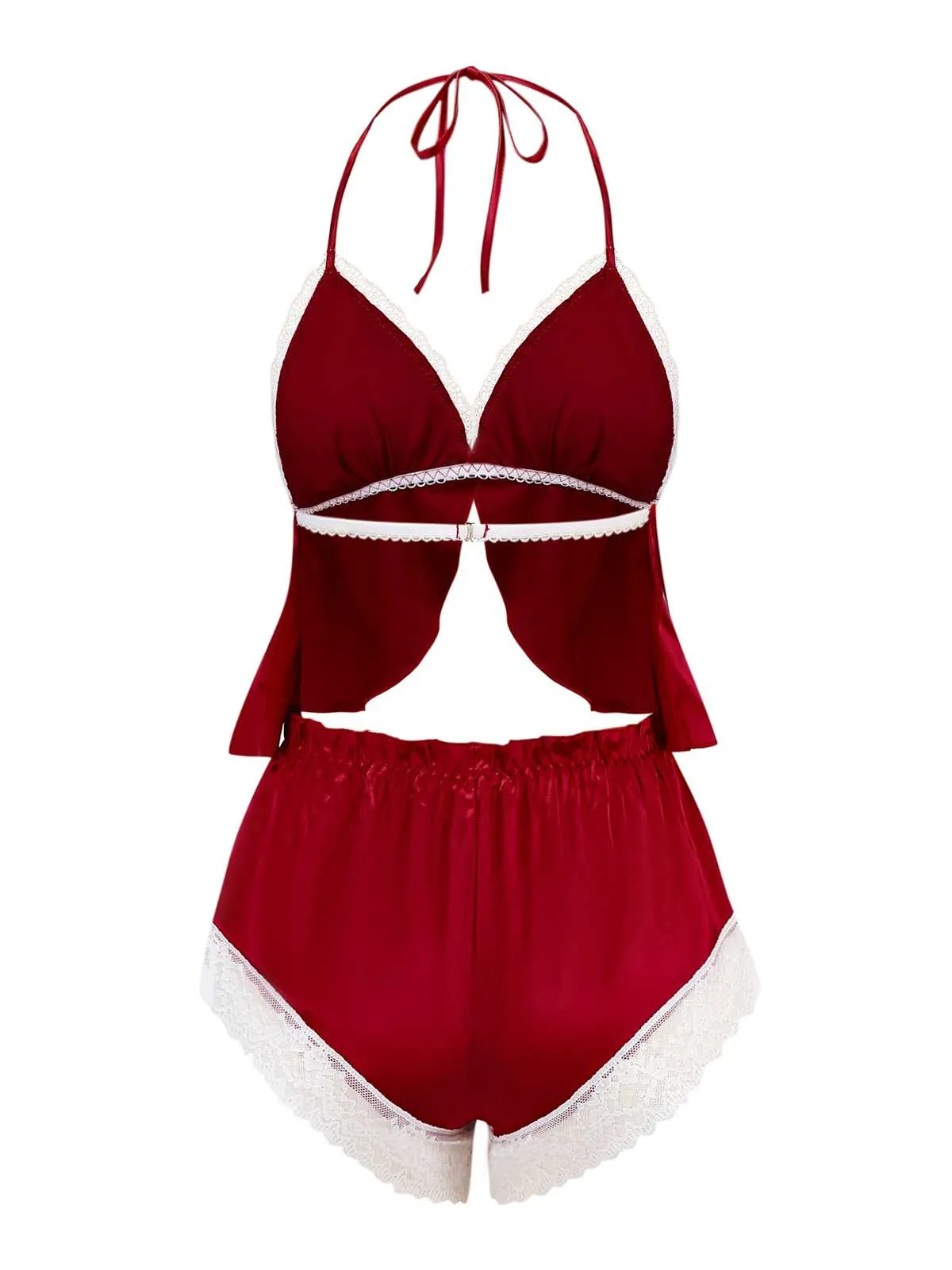 1950s Halter Lace Satin Pajama Set sold by Retro Stage product image thumbnail 2