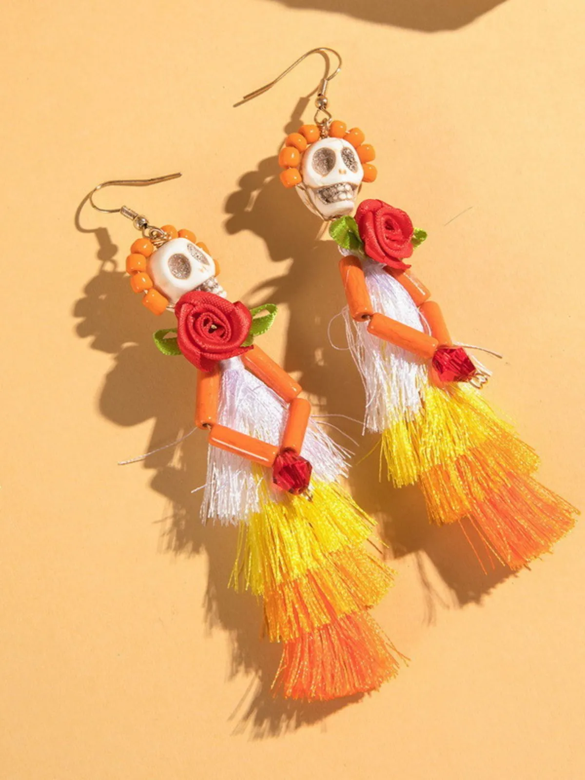 Halloween Skull Rose Tassel Earrings sold by Retro Stage product image thumbnail 2