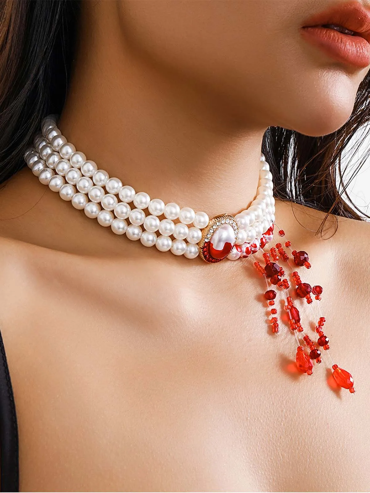 Halloween Pearl Blood Drop Necklace sold by Retro Stage product image thumbnail 3