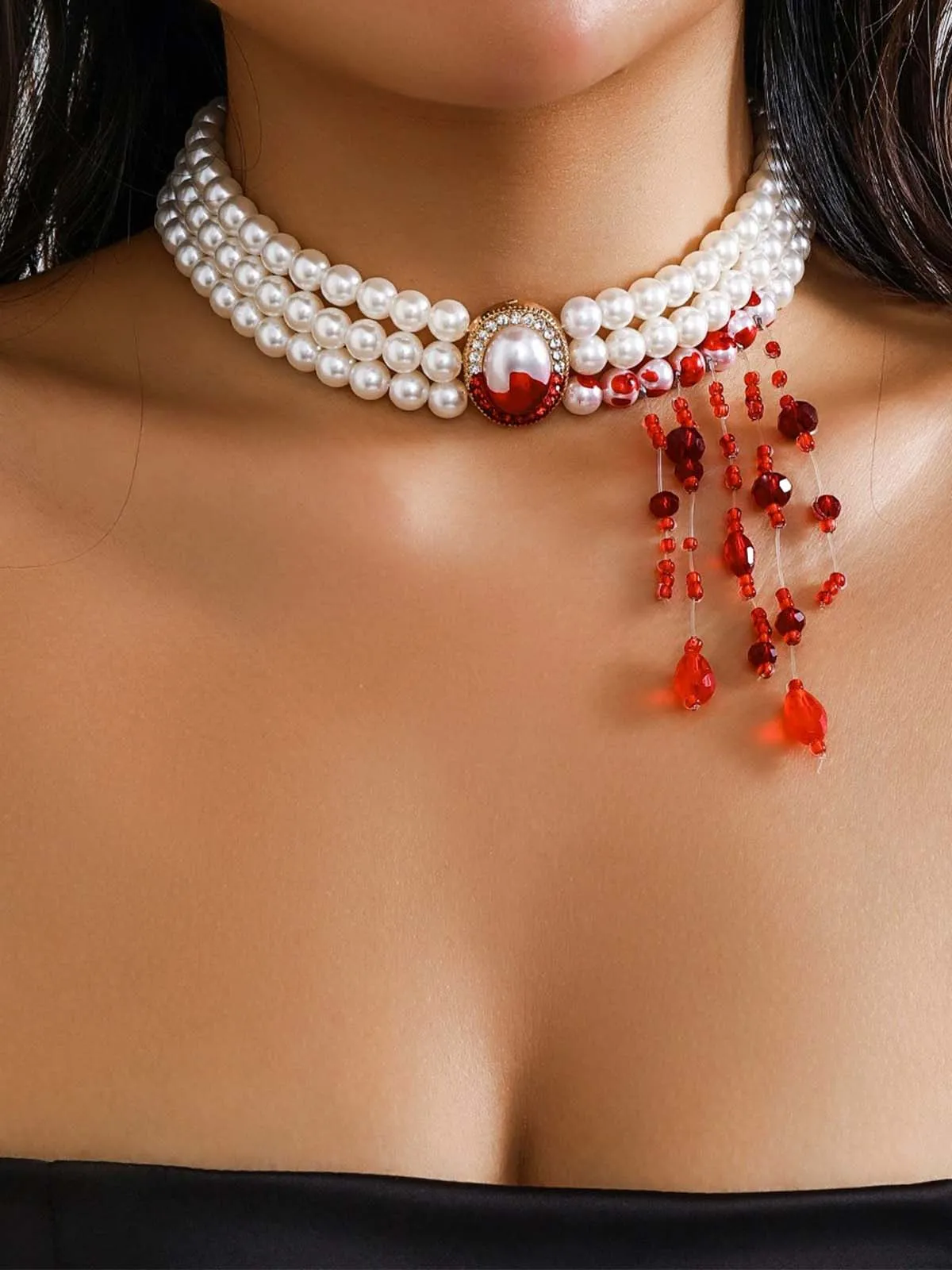 Halloween Pearl Blood Drop Necklace sold by Retro Stage product image thumbnail 2