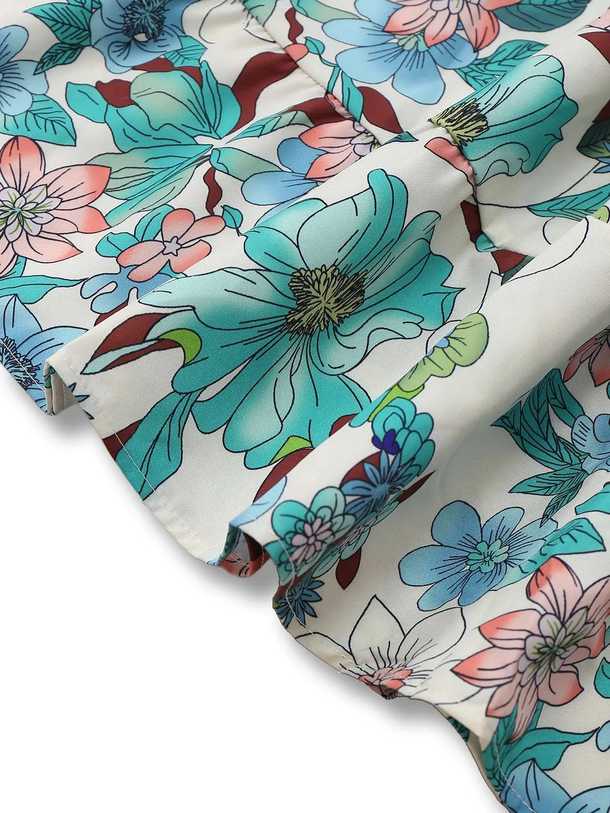 Green 1950s Floral Off-Shoulder Lantern Sleeve Bardot Dress sold by Retro Stage product image thumbnail 4