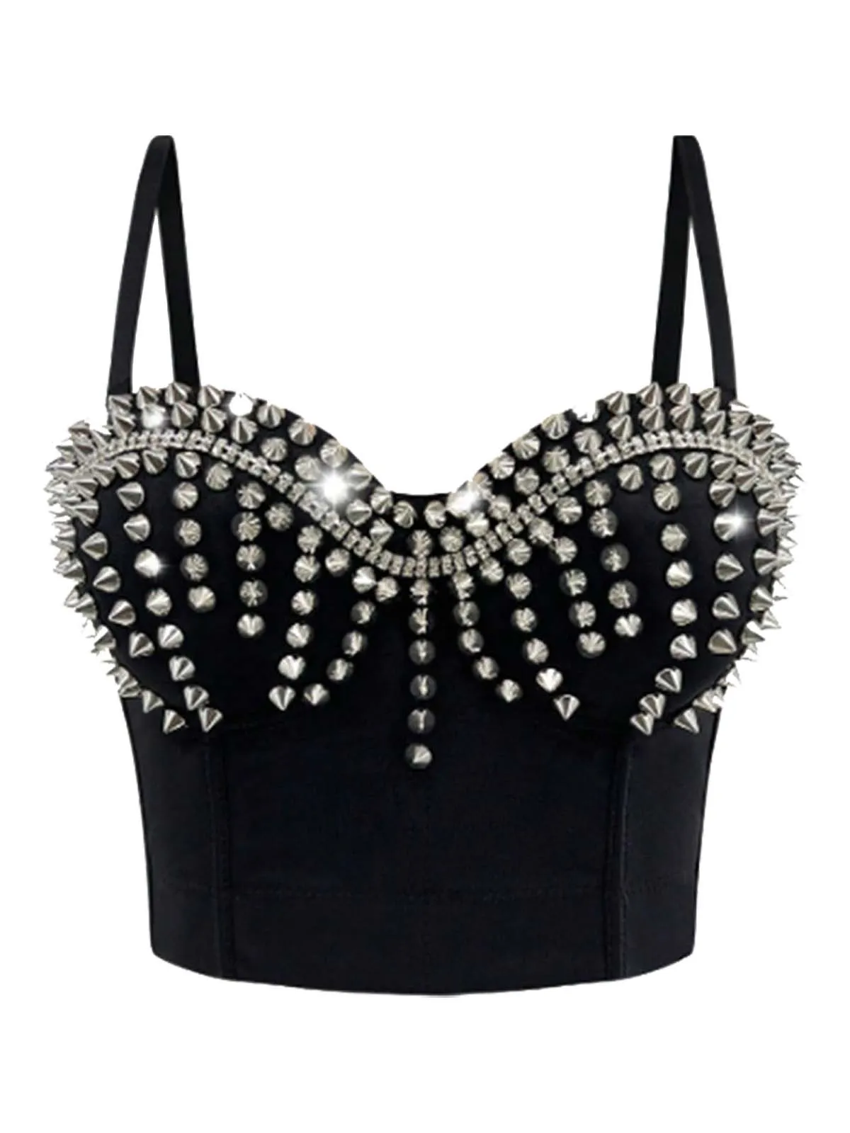 1980s Satin Punk Rock Metallic Rivet Corset sold by Retro Stage