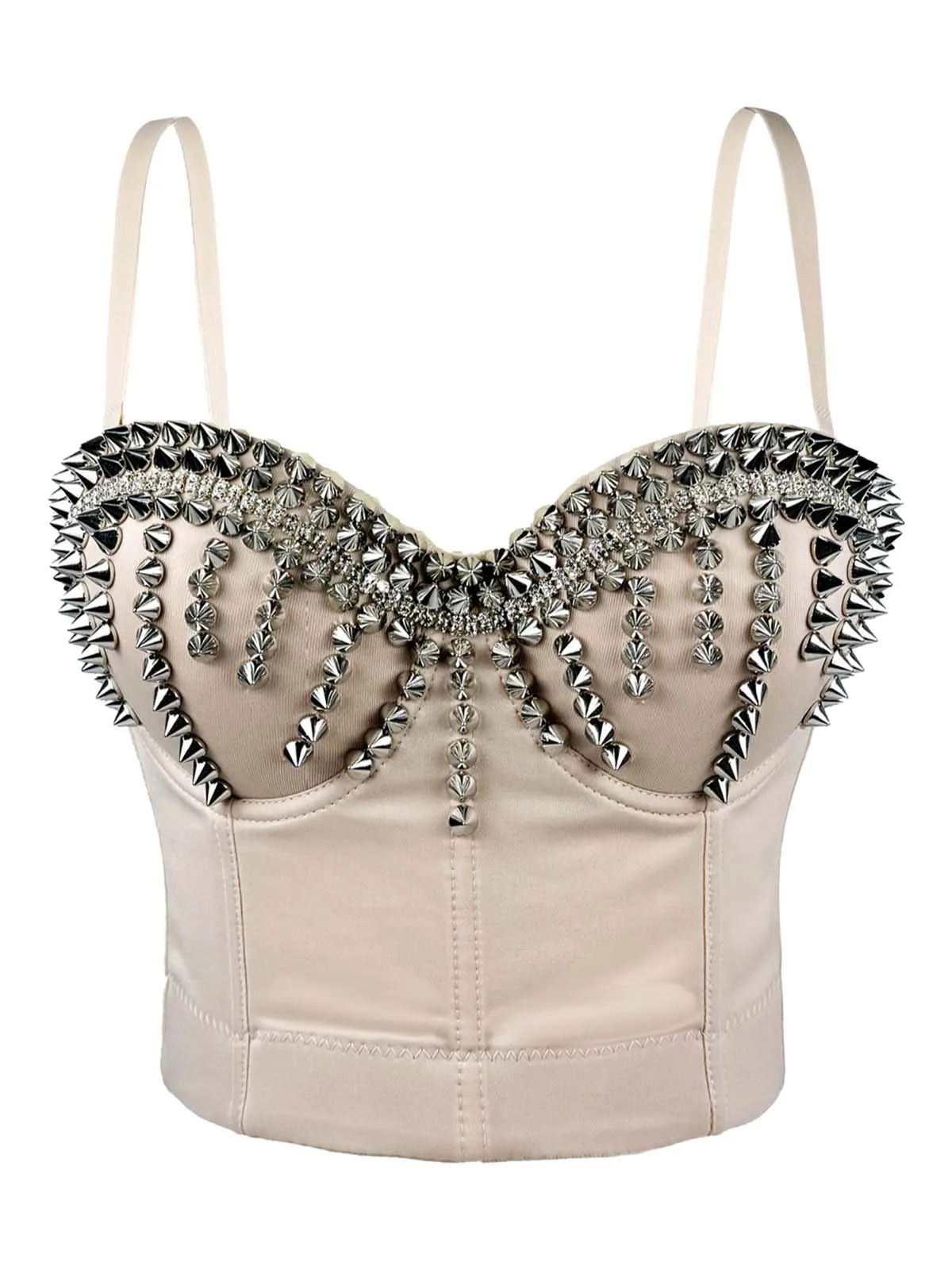 1980s Satin Punk Rock Metallic Rivet Corset sold by Retro Stage product image thumbnail 4