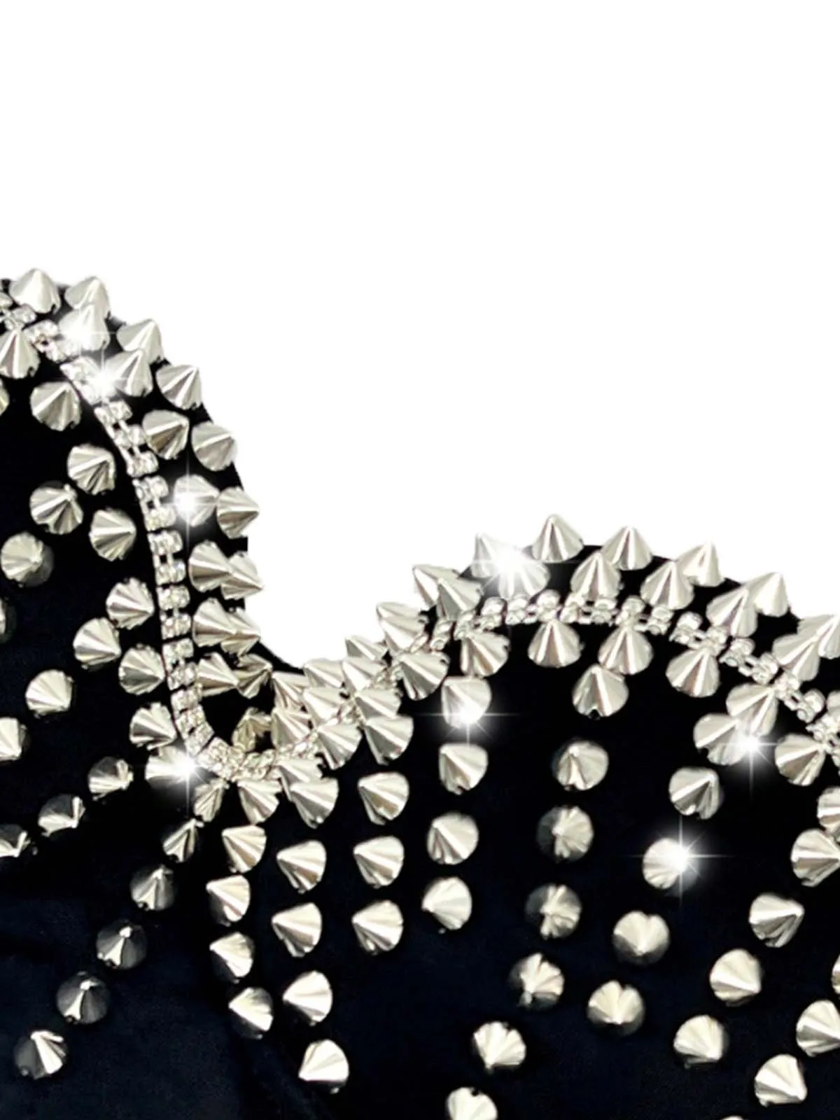 1980s Satin Punk Rock Metallic Rivet Corset sold by Retro Stage product image thumbnail 3