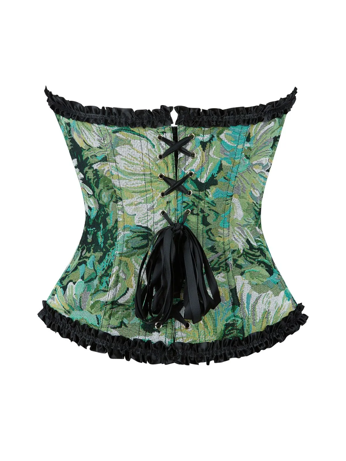 1980s Oil Painting Floral Lace Trim Corset sold by Retro Stage product image thumbnail 3