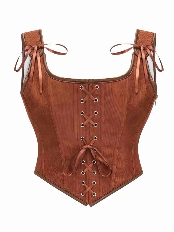 1980s Suede Bow Lace-Up Corset made by Retro Stage