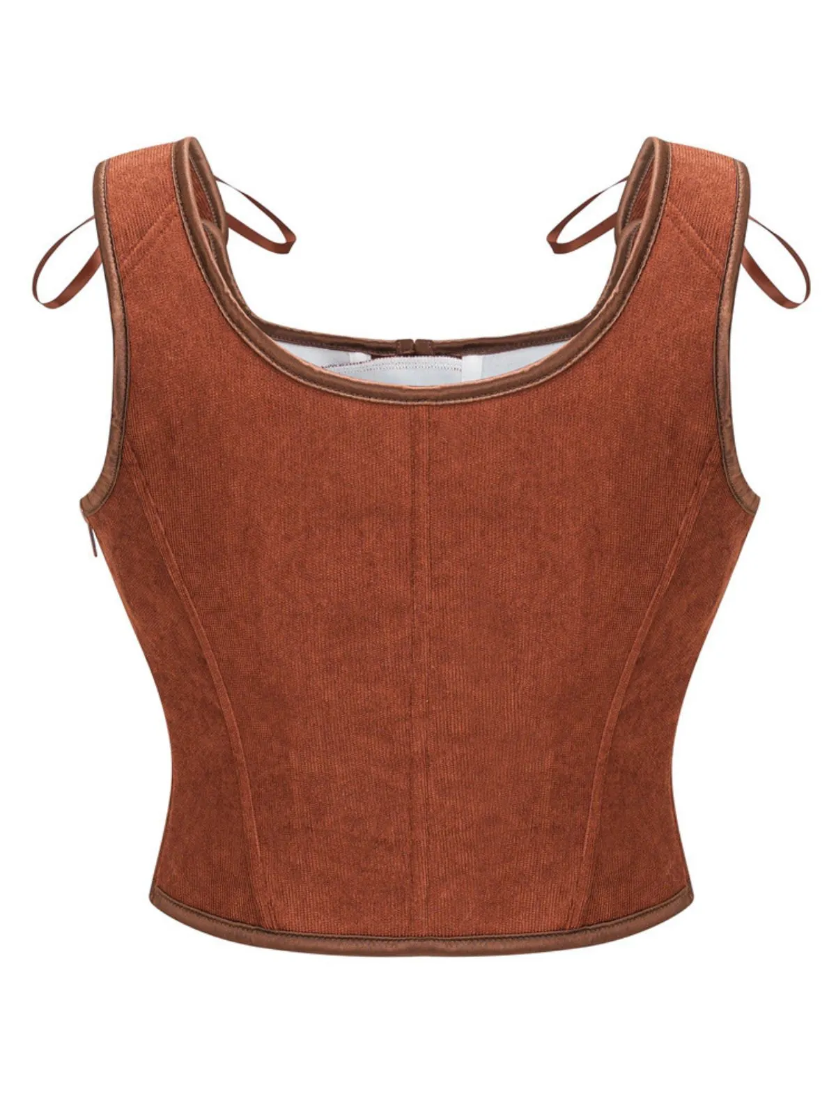 1980s Suede Bow Lace-Up Corset sold by Retro Stage product image thumbnail 3