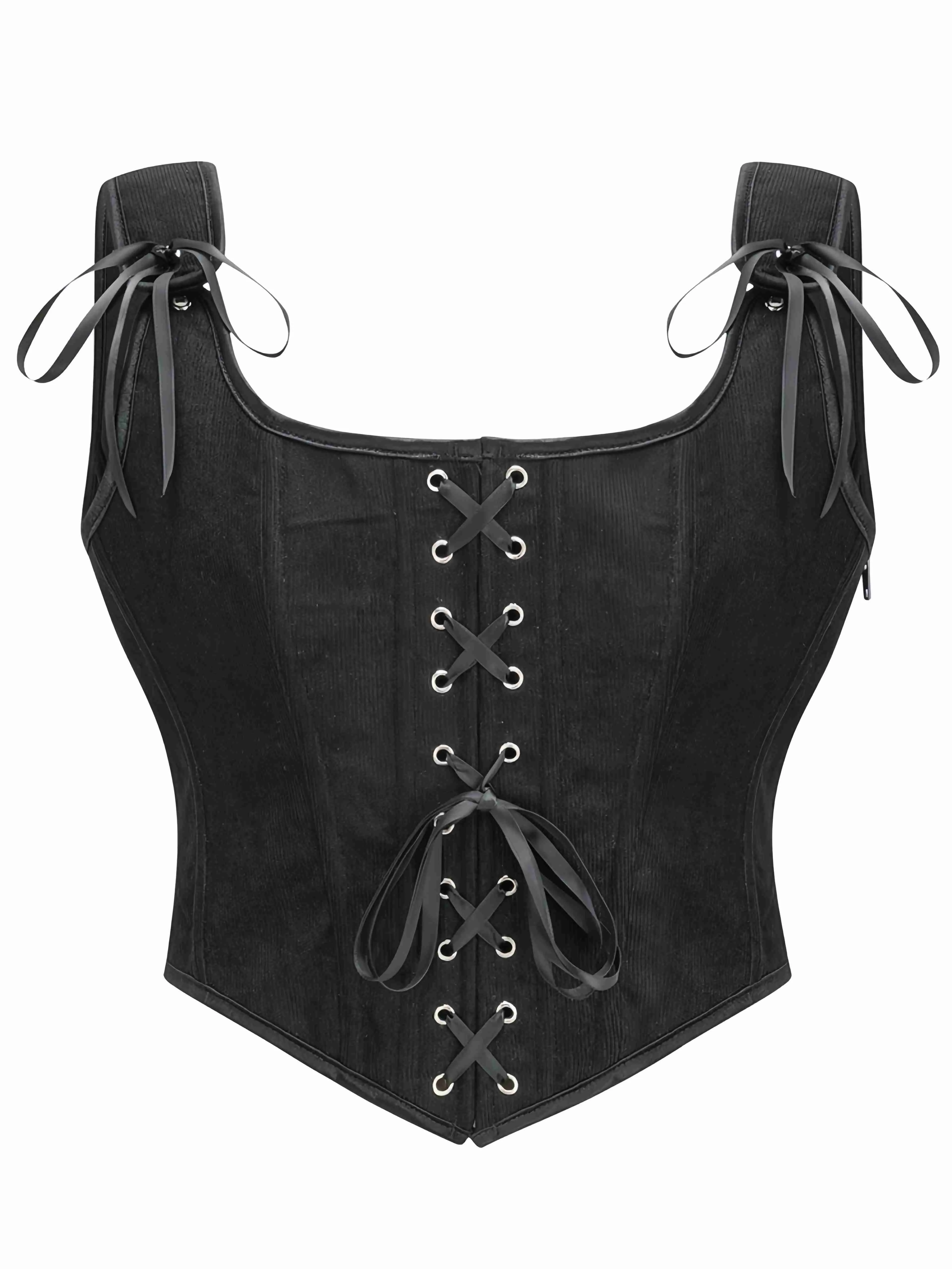 1980s Suede Bow Lace-Up Corset sold by Retro Stage product image thumbnail 5