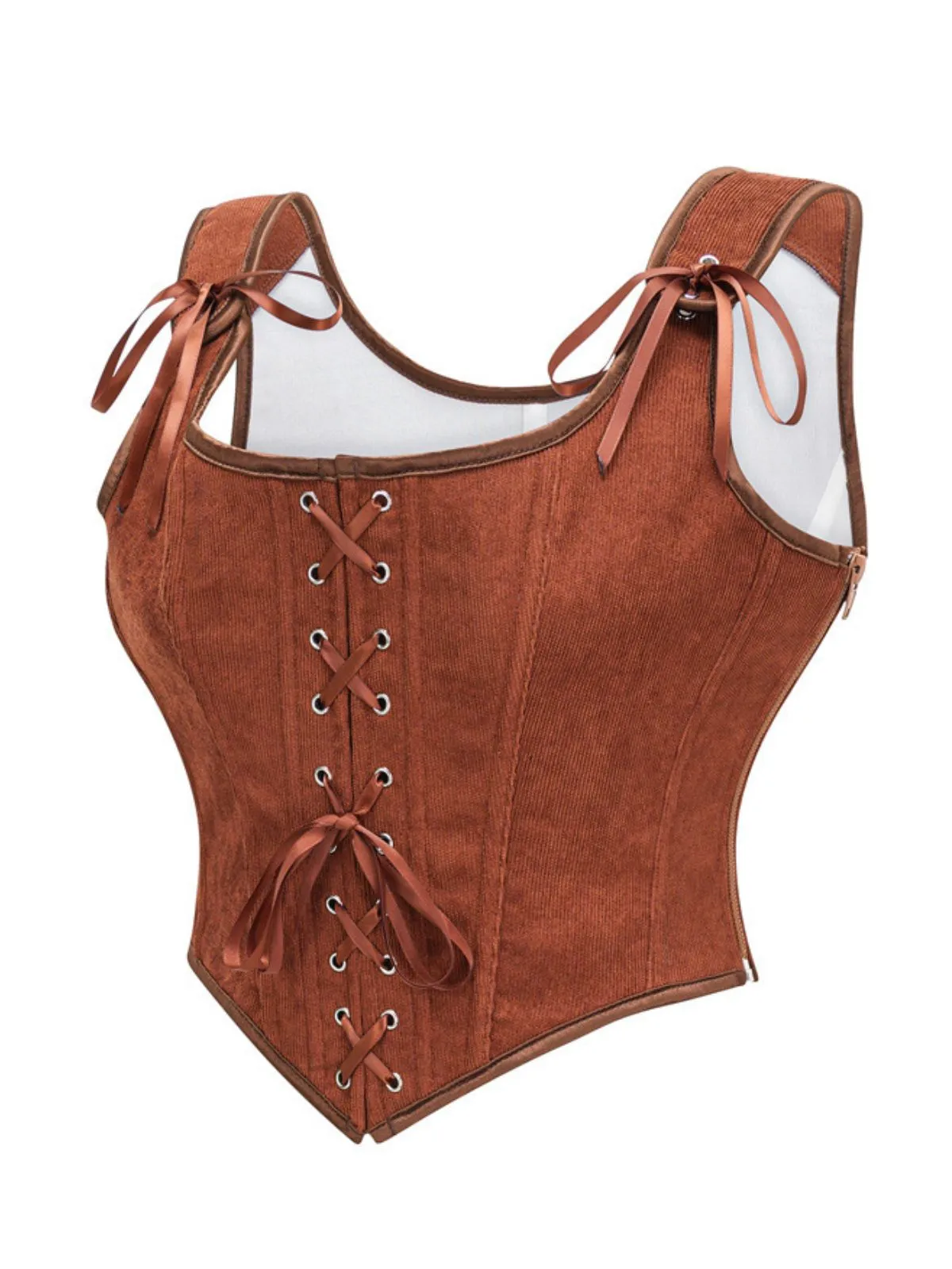1980s Suede Bow Lace-Up Corset sold by Retro Stage product image thumbnail 2